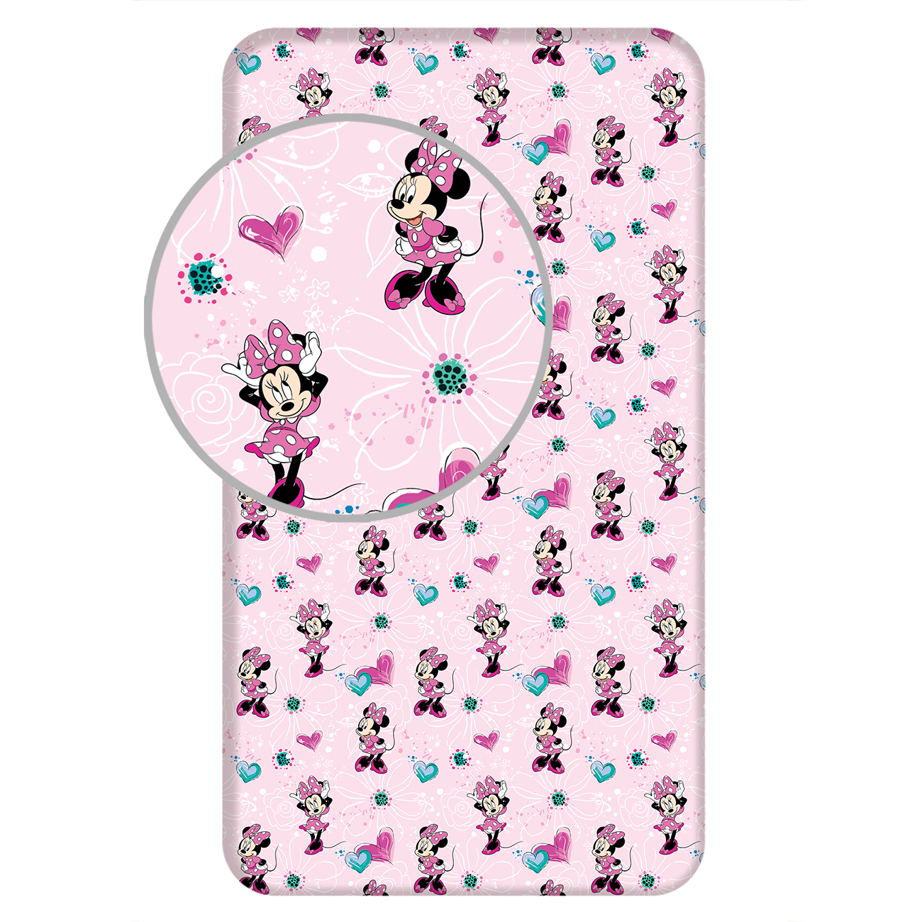 Spannbettlaken Minnie Maus rosa 90x200 cm 100% Baumwolle Einzelbett | Tinisu