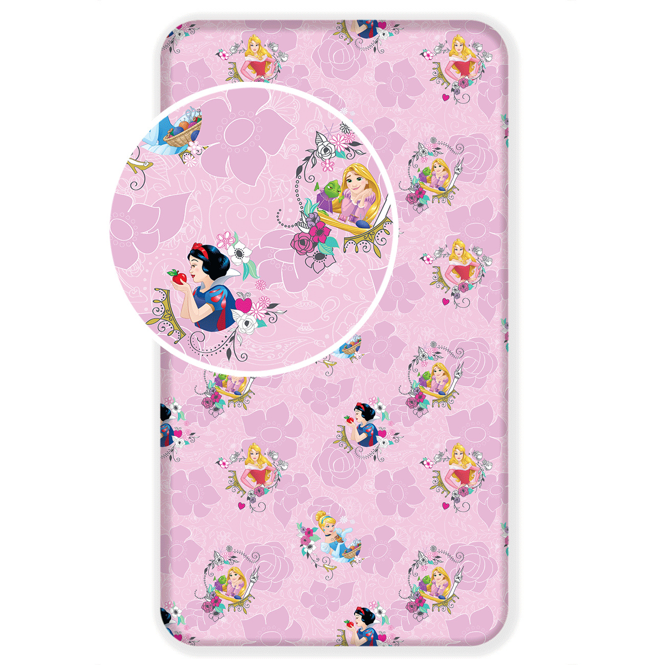 Spannbettlaken Disney Prinzessinnen 90x200 cm Baumwolle rosa | Tinisu