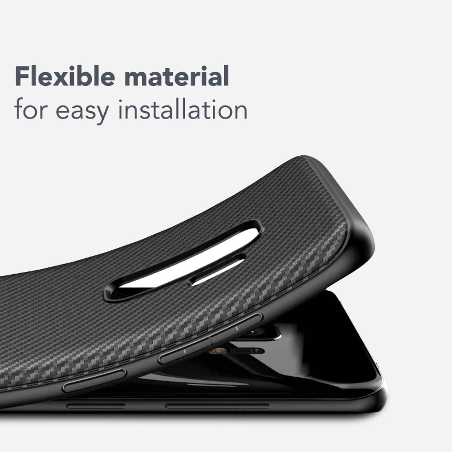 Samsung Galaxy S9 Plus Handy Hülle von NALIA, Silikon Case Cover Carbon Look