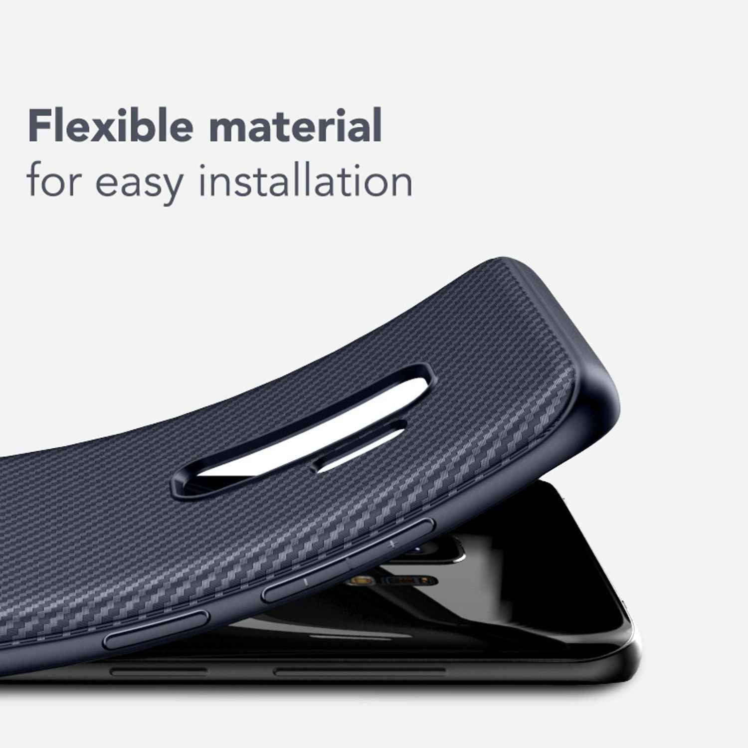 Samsung Galaxy S9 Plus Handy Hülle von NALIA, Silikon Case Cover Carbon Look