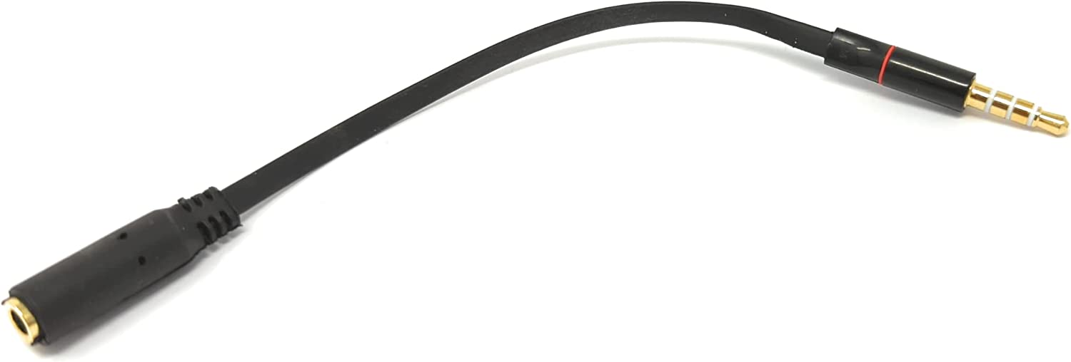 AUX-Kabel 3,5 mm Klinke Stecker zu Buchse 15 cm flach schwarz | System-S