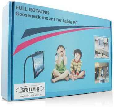 System-S Universal Tisch Halterung Schwanenhal Schraubklemmen Haltearm Befestigung (Tisch, Bettkante u.a.) für Tablet PC eBook Reader in Schwarz
