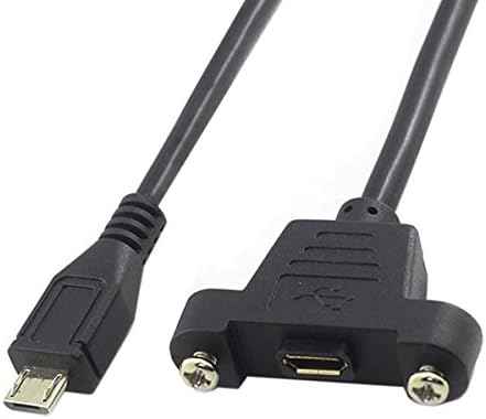 SYSTEM-S Micro USB Panel Mount Micro USB Stecker zu Micro USB Buchse mit Screw Nuts 50cm