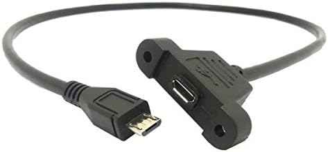 SYSTEM-S Micro USB Panel Mount Micro USB Stecker zu Micro USB Buchse mit Screw Nuts 50cm