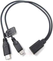 SYSTEM-S USB 3.1 Y Kabel 25 cm Typ C Buchse zu Typ C und 2.0 Micro B Stecker