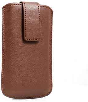 System-S Tasche Etui Sleeve Case Hülle mit Rückzugfunktion Ausziehhilfe Medium in Braun