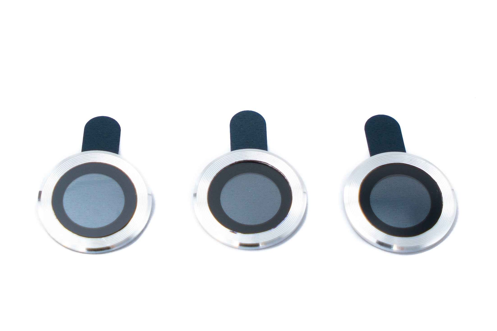 SYSTEM-S Kamera Schutz Linse Objektiv Abdeckung aus Glas Metall für iPhone 12 Pro in Grau
