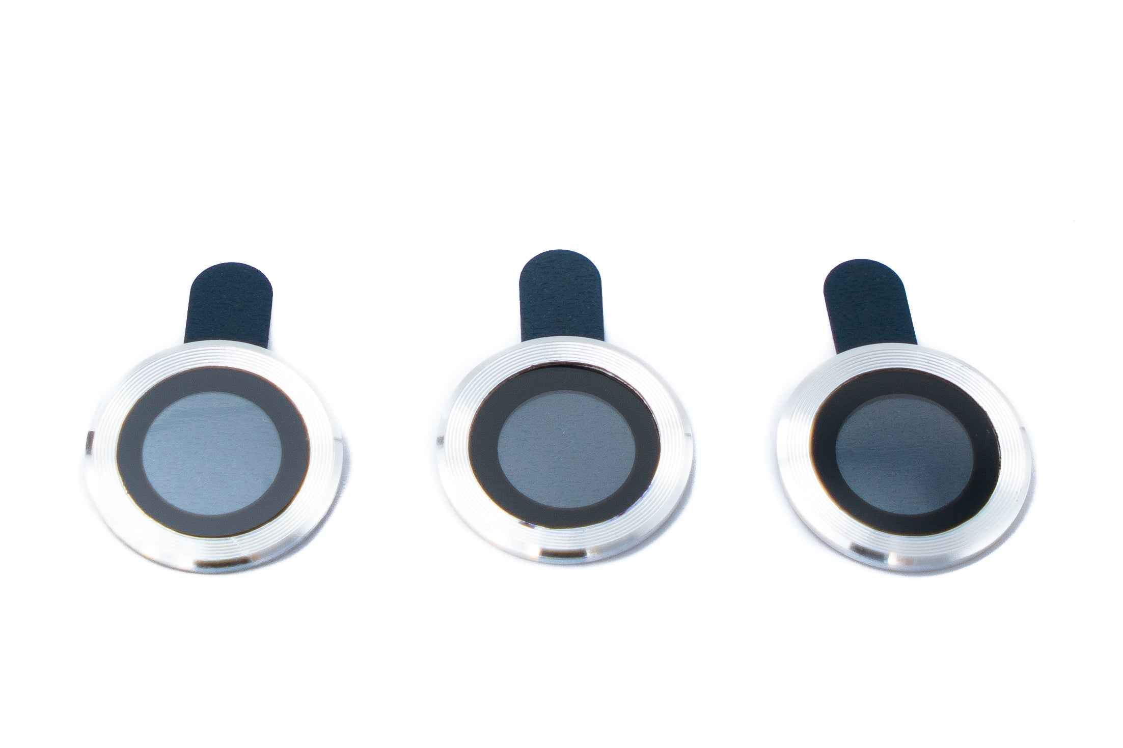 SYSTEM-S Kamera Schutz Linse Objektiv Abdeckung aus Glas Metall für iPhone 12 Pro in Grau