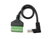 SYSTEM-S LAN Kabel 30 cm RJ45 Stecker zu 8 pin Terminalblock Winkel in Schwarz