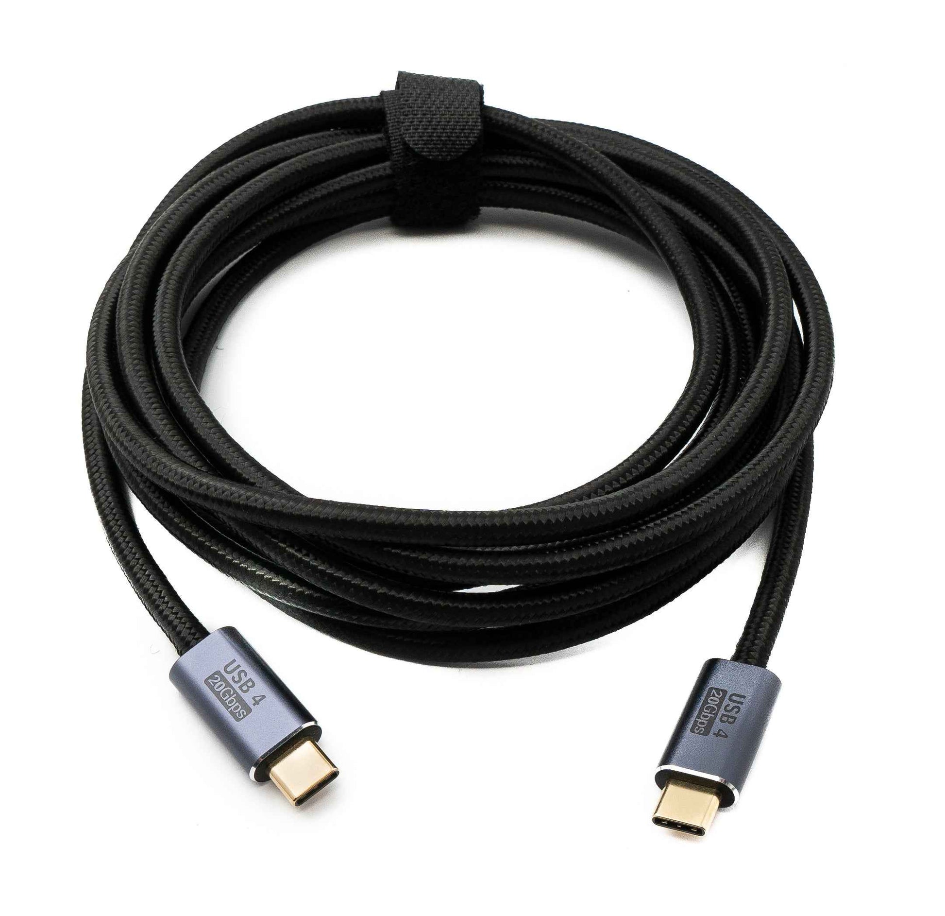 SYSTEM-S USB4 USB Kabel 300 cm Typ C Stecker zu Stecker 20 Gbit/s USB 4.0 geflochten Schwarz