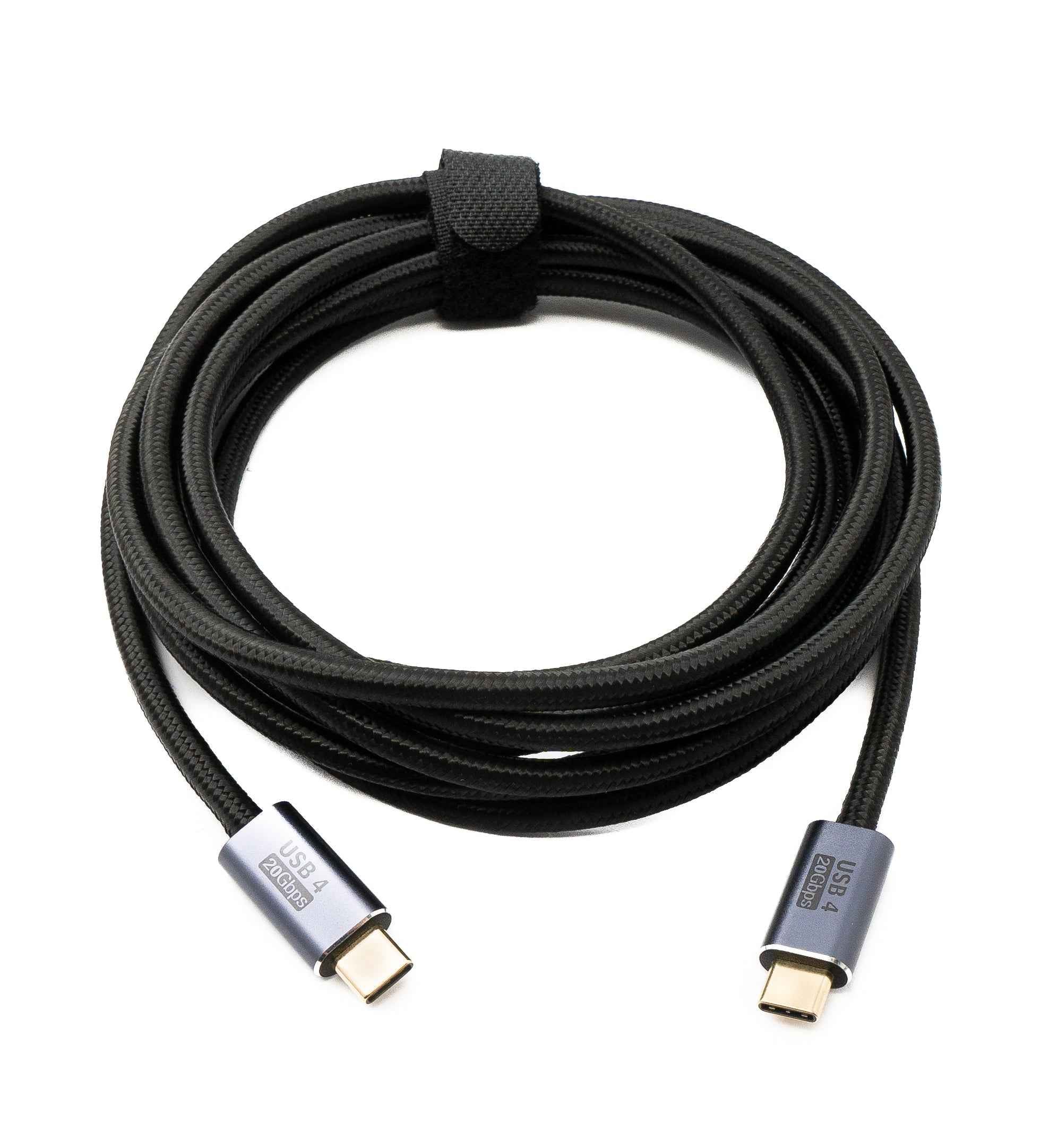 SYSTEM-S USB4 USB Kabel 300 cm Typ C Stecker zu Stecker 20 Gbit/s USB 4.0 geflochten Schwarz