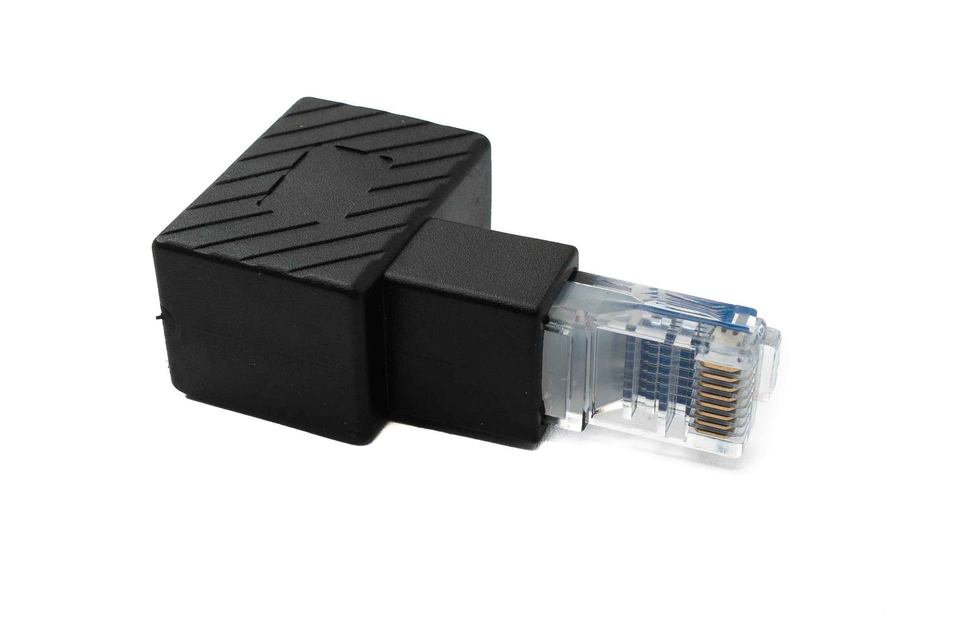 SYSTEM-S LAN Adapter RJ45 Stecker zu Buchse Winkel Ethernetadapter Kabel in Schwarz