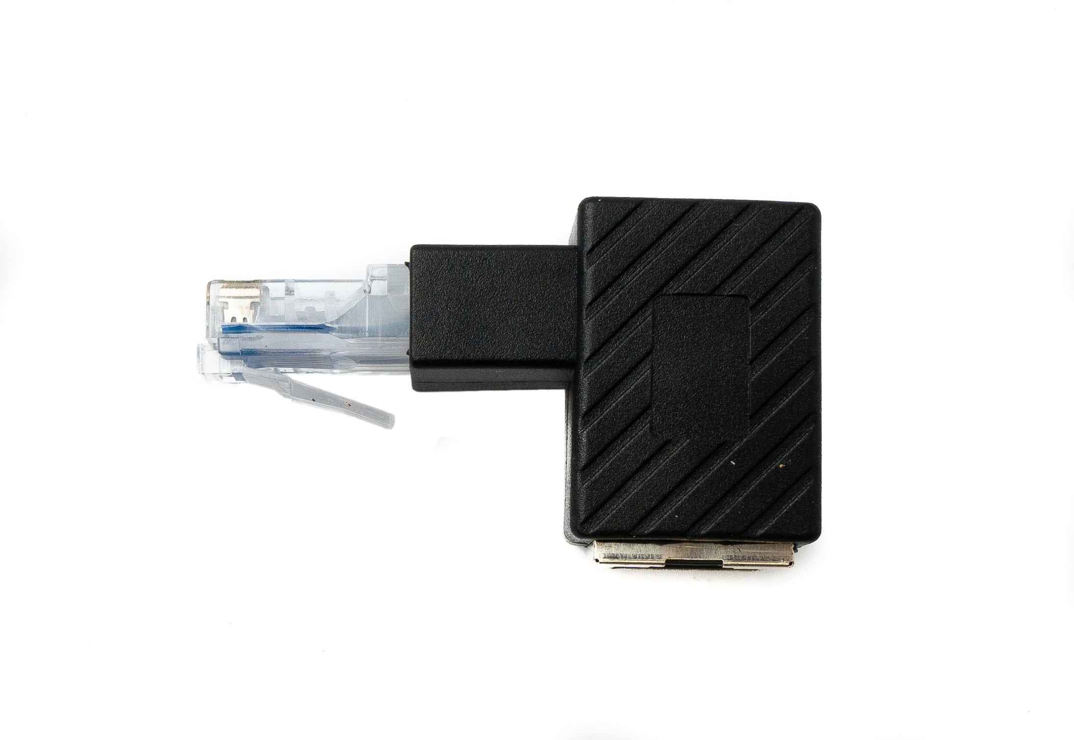SYSTEM-S LAN Adapter RJ45 Stecker zu Buchse Winkel Ethernetadapter Kabel in Schwarz