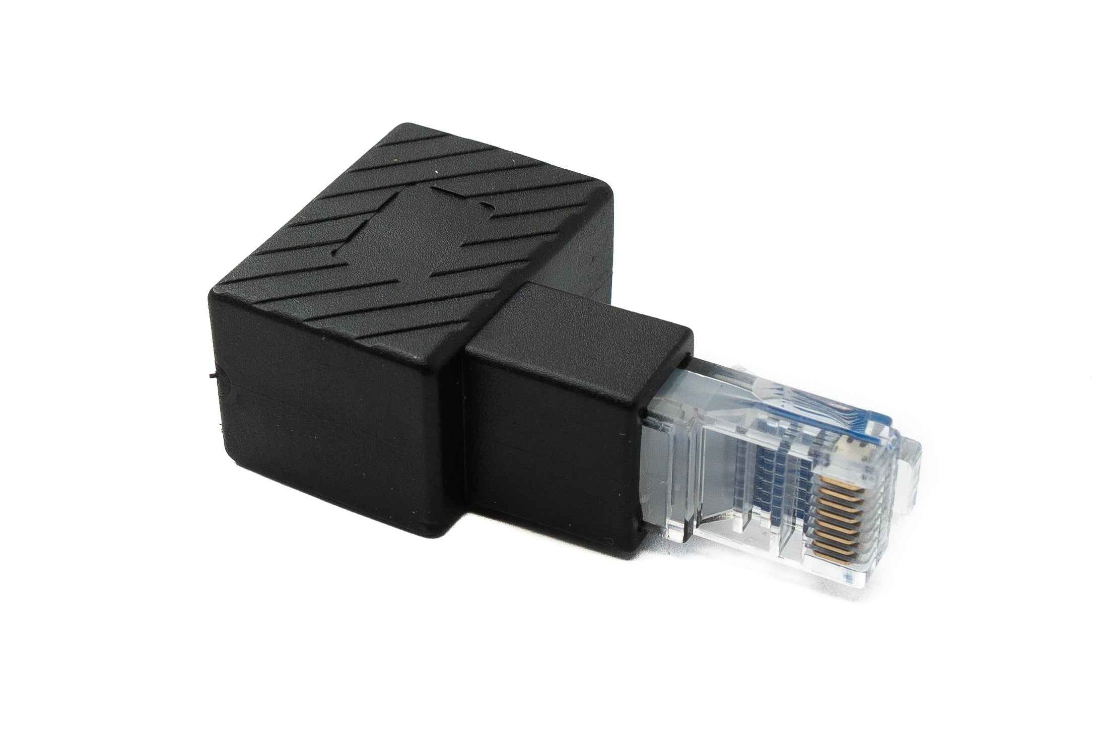 SYSTEM-S LAN Adapter RJ45 Stecker zu Buchse Winkel Ethernetadapter Kabel in Schwarz