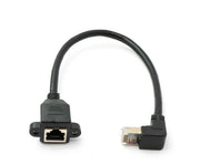 SYSTEM-S LAN Kabel 30 cm 8P8C Stecker zu Buchse Winkel Schraube in Schwarz