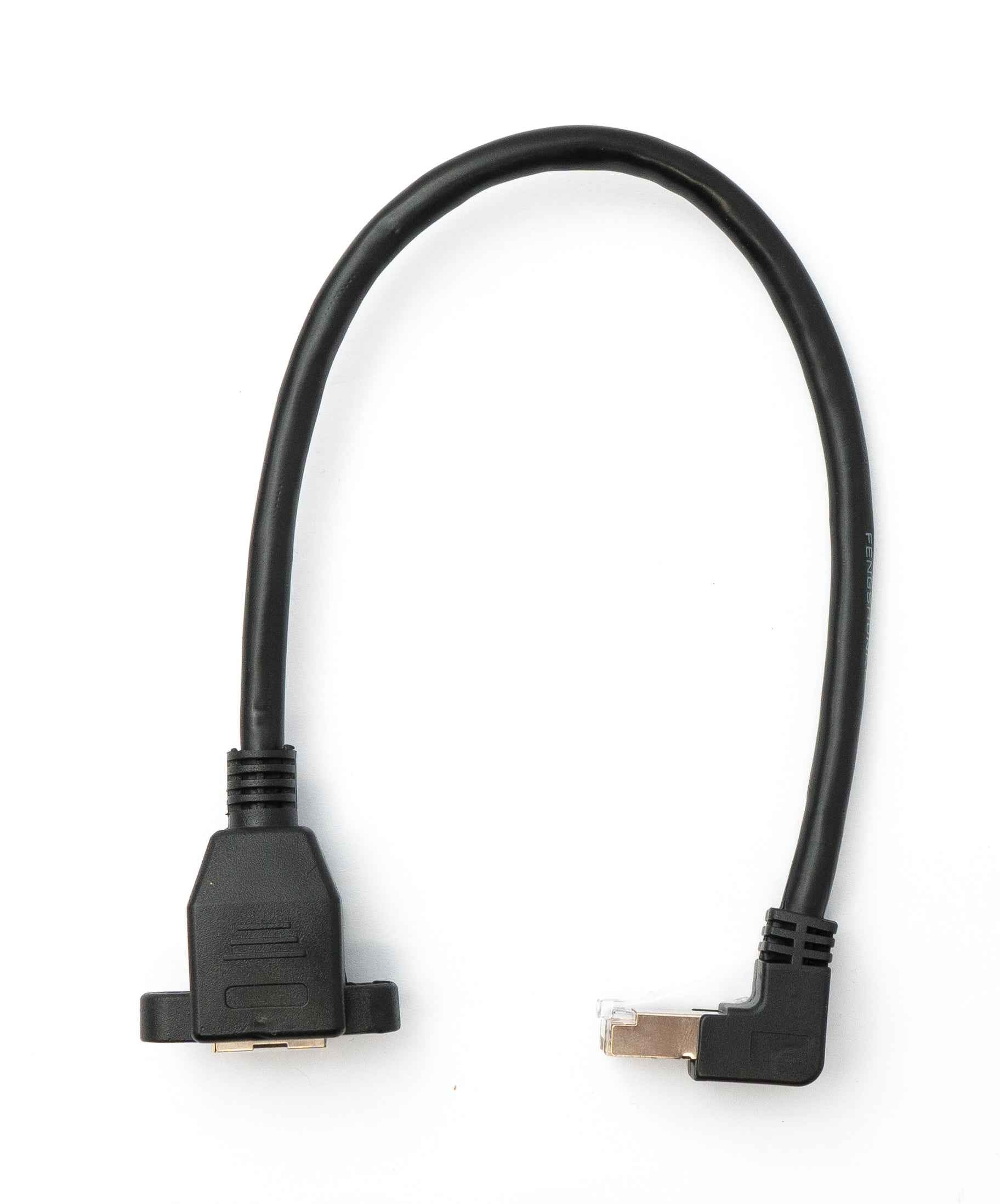 SYSTEM-S LAN Kabel 30 cm 8P8C Stecker zu Buchse Winkel Schraube in Schwarz