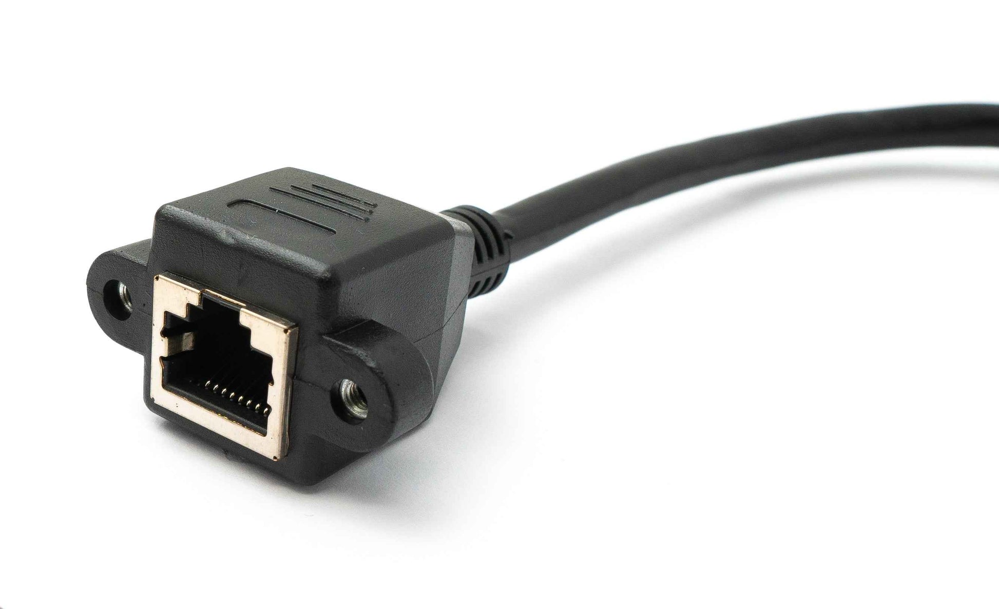 SYSTEM-S LAN Kabel 30 cm 8P8C Stecker zu Buchse Winkel Schraube in Schwarz