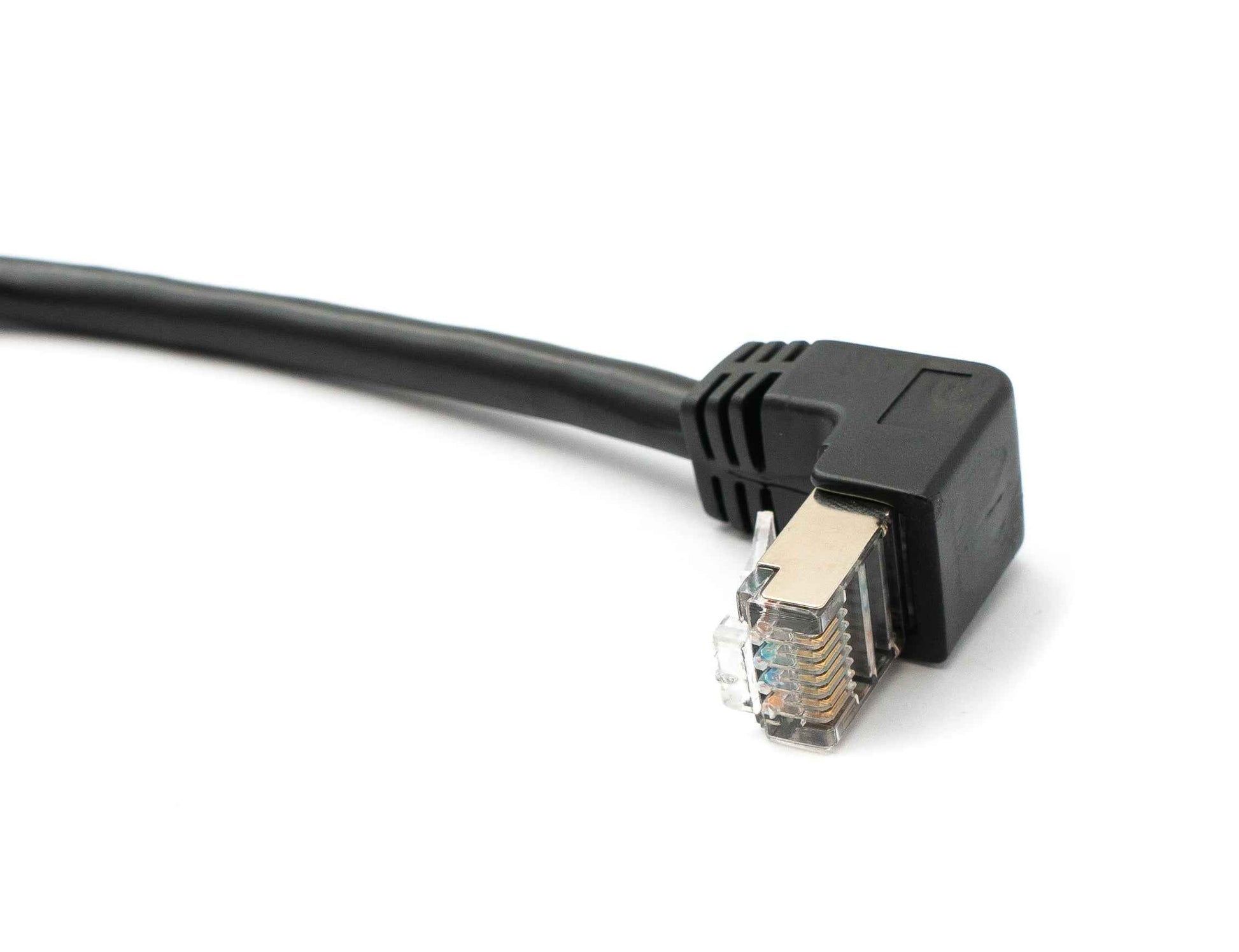SYSTEM-S LAN Kabel 30 cm 8P8C Stecker zu Buchse Winkel Schraube in Schwarz