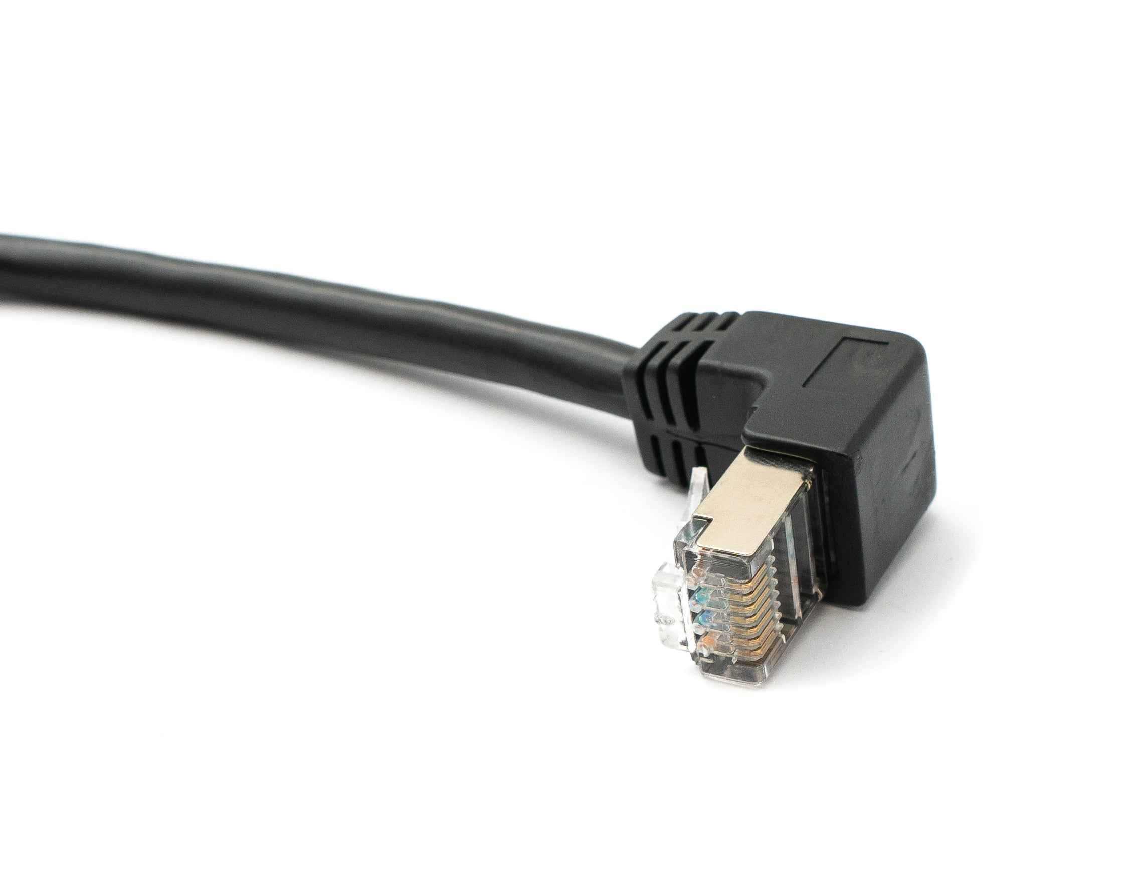 SYSTEM-S LAN Kabel 30 cm 8P8C Stecker zu Buchse Winkel Schraube in Schwarz