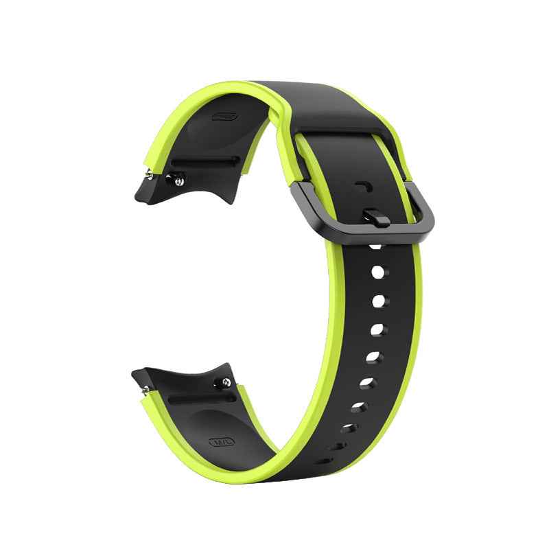 SYSTEM-S Armband 20 mm aus Silikon für Samsung Galaxy Watch 5 4 Smartwatch Neon Schwarz