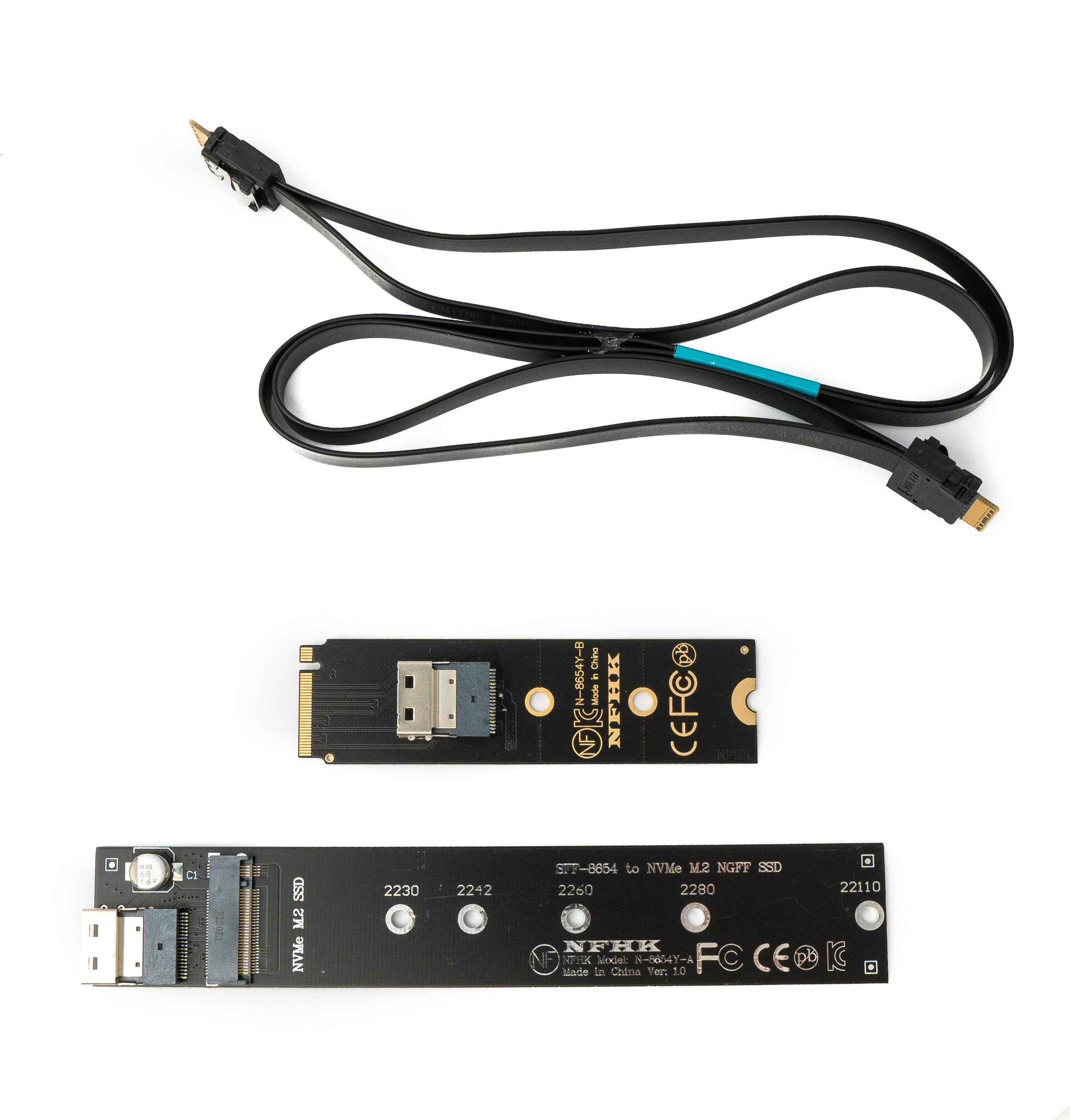 SYSTEM-S SFF-8654 NGFF M-key 40 cm NVME Kabel Stecker zu Buchse für Mainboard SSD