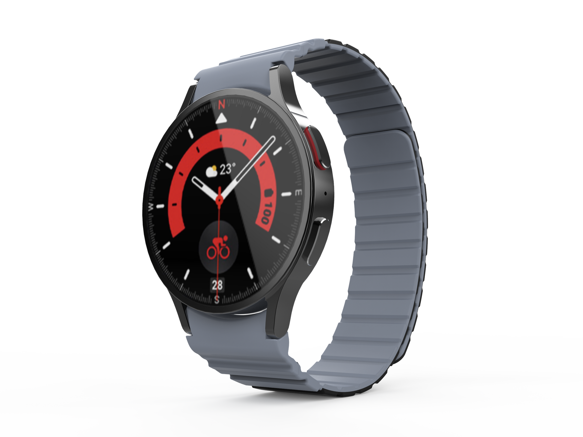 SYSTEM-S Armband 20 mm aus Silikon magnetisch für Samsung Galaxy Watch 5 4 in Schwarz
