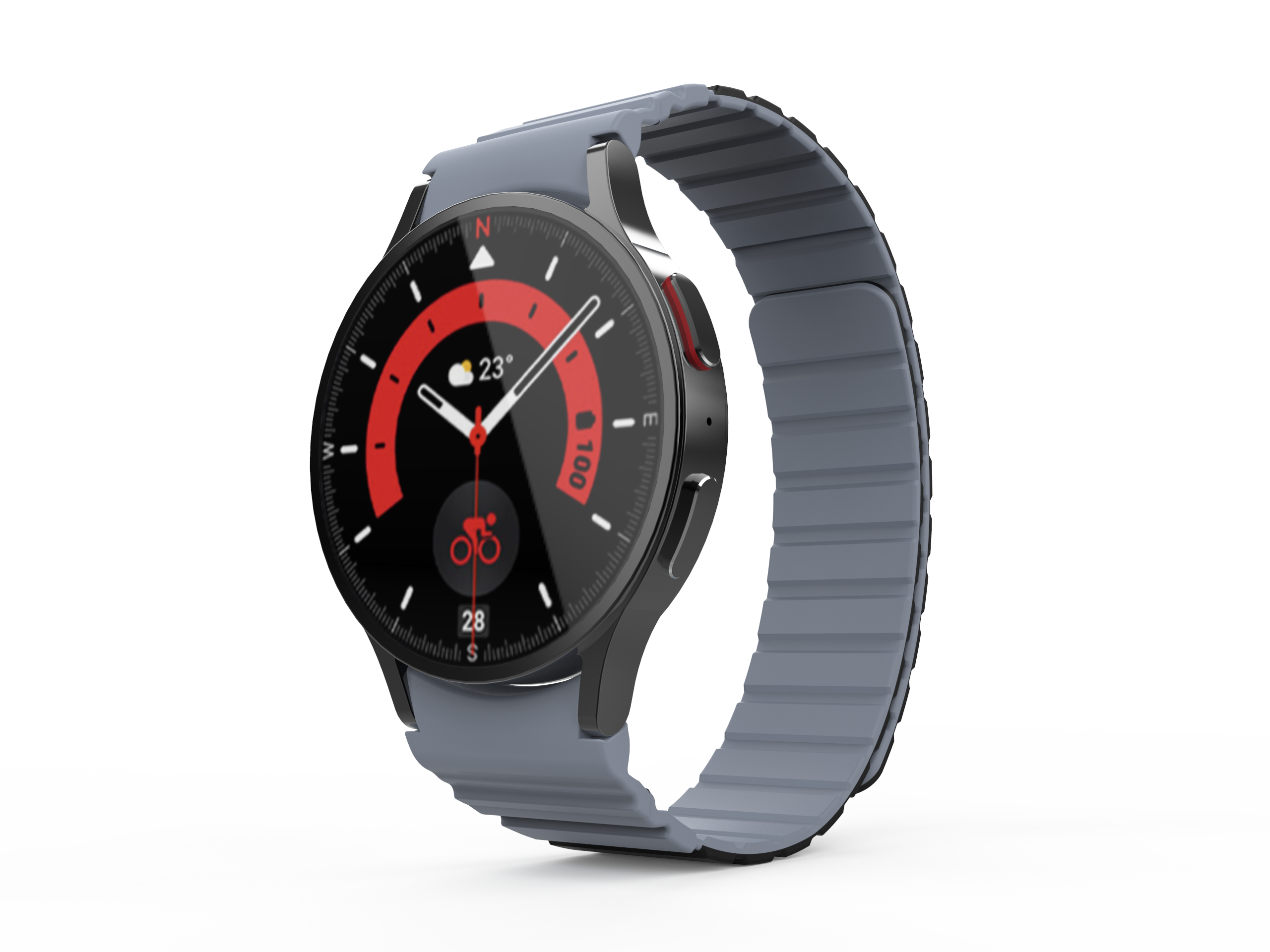 SYSTEM-S Armband 20 mm aus Silikon magnetisch für Samsung Galaxy Watch 5 4 in Schwarz