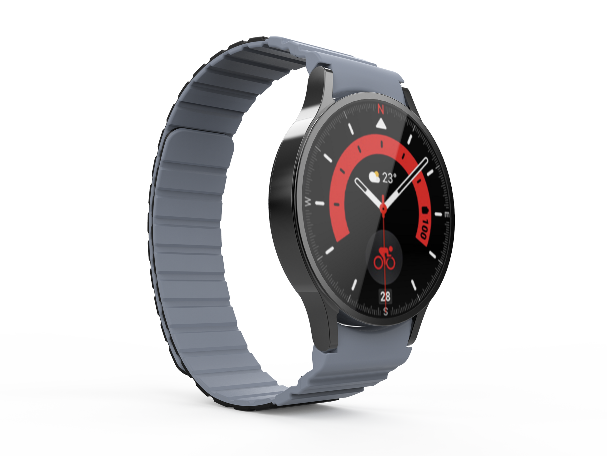 SYSTEM-S Armband 20 mm aus Silikon magnetisch für Samsung Galaxy Watch 5 4 in Schwarz