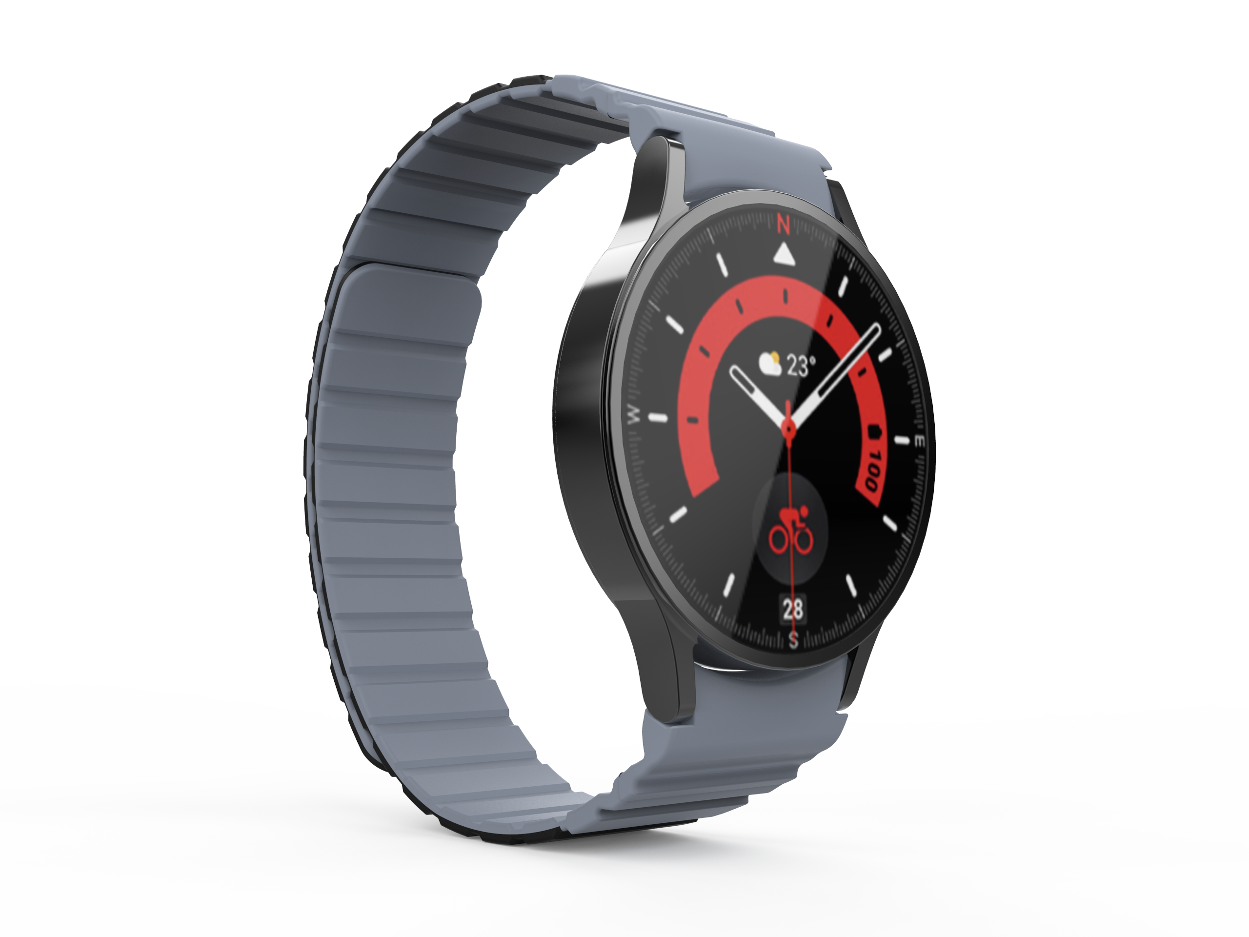 SYSTEM-S Armband 20 mm aus Silikon magnetisch für Samsung Galaxy Watch 5 4 in Schwarz