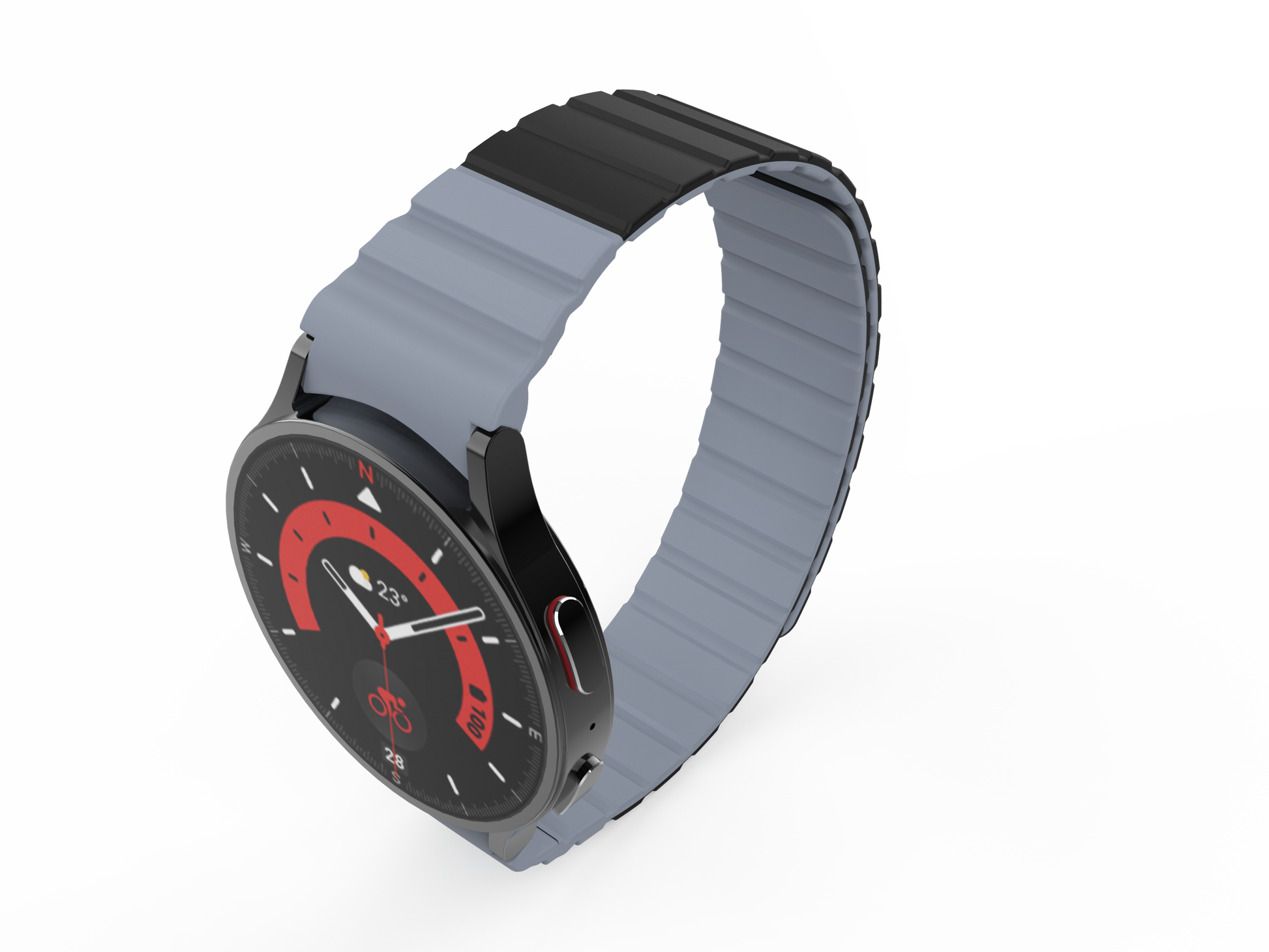 SYSTEM-S Armband 20 mm aus Silikon magnetisch für Samsung Galaxy Watch 5 4 in Schwarz