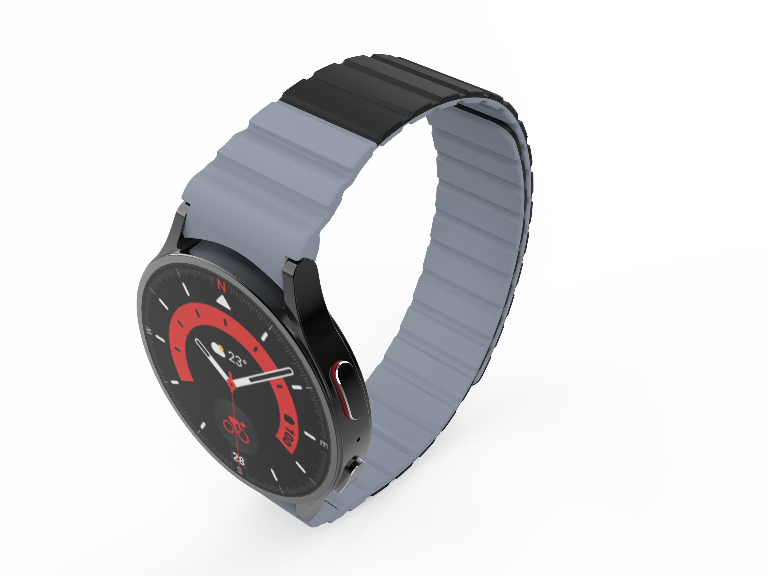 SYSTEM-S Armband 20 mm aus Silikon magnetisch für Samsung Galaxy Watch 5 4 in Schwarz