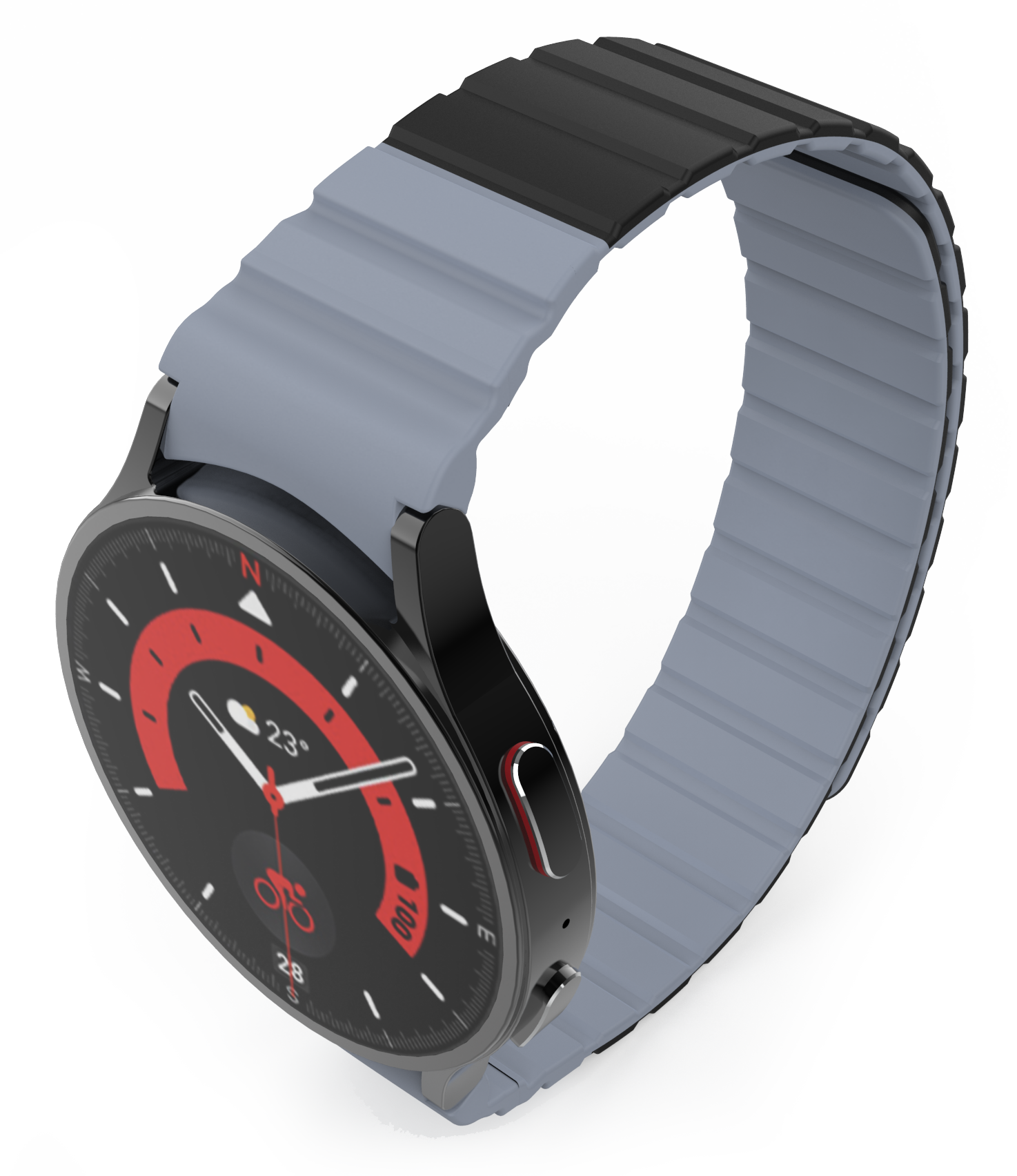 SYSTEM-S Armband 20 mm aus Silikon magnetisch für Samsung Galaxy Watch 5 4 in Schwarz