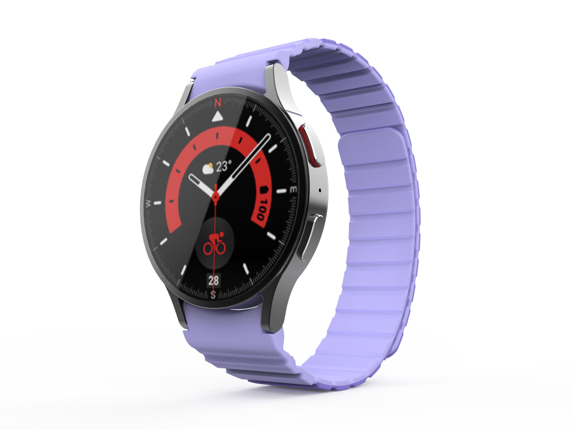 SYSTEM-S Armband 20 mm aus Silikon magnetisch für Samsung Galaxy Watch 5 4 in Lila
