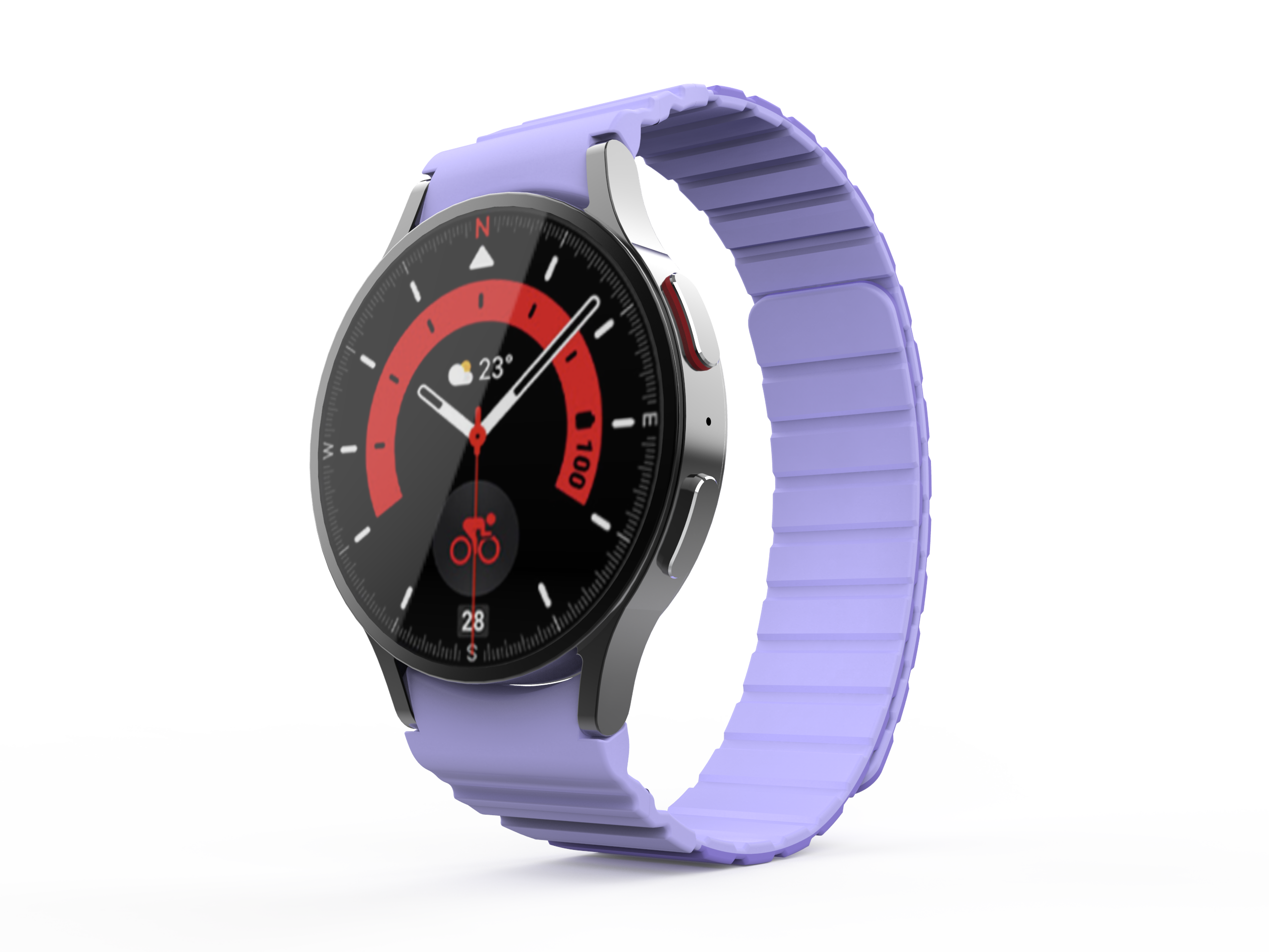 SYSTEM-S Armband 20 mm aus Silikon magnetisch für Samsung Galaxy Watch 5 4 in Lila