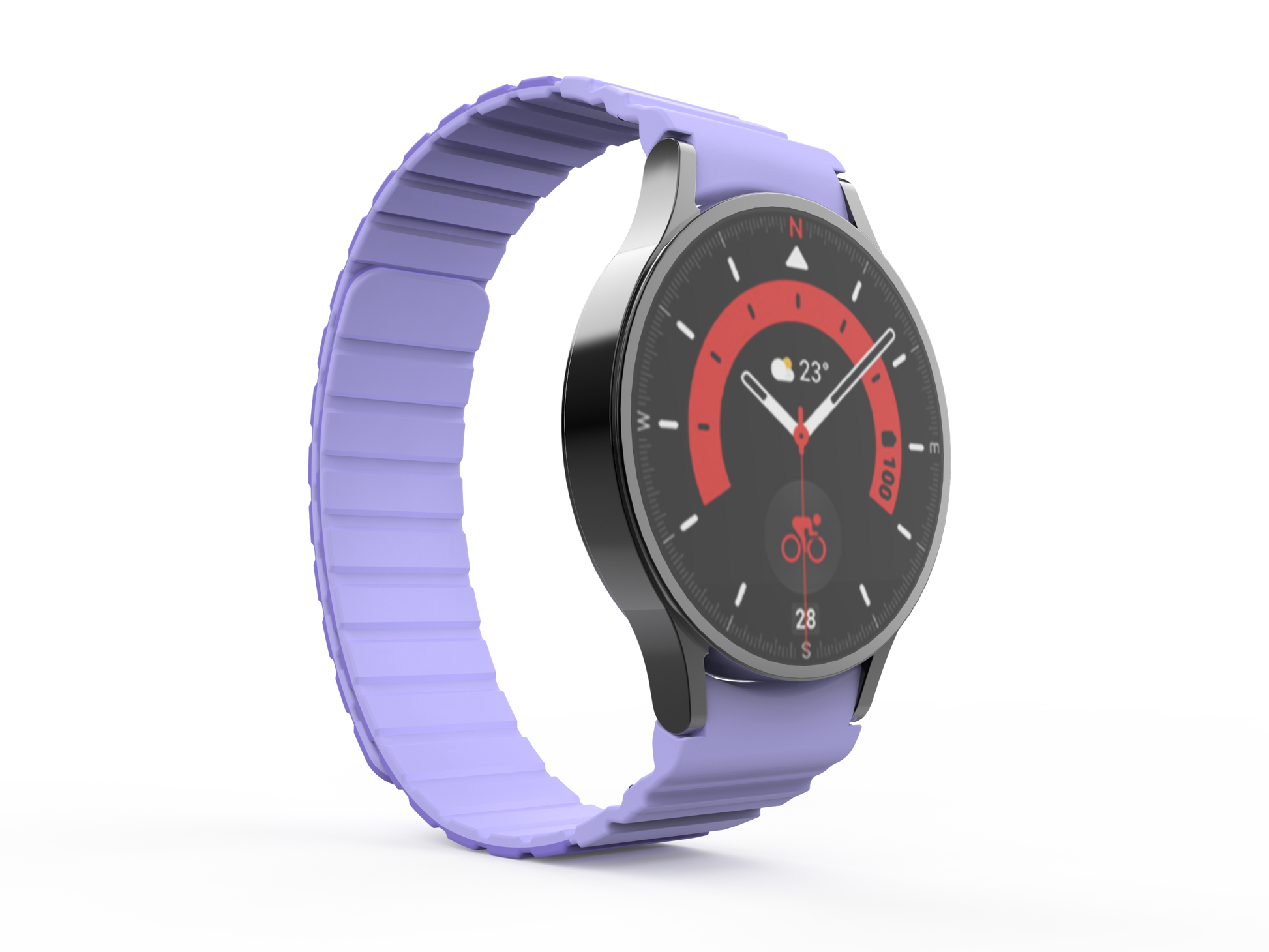 SYSTEM-S Armband 20 mm aus Silikon magnetisch für Samsung Galaxy Watch 5 4 in Lila
