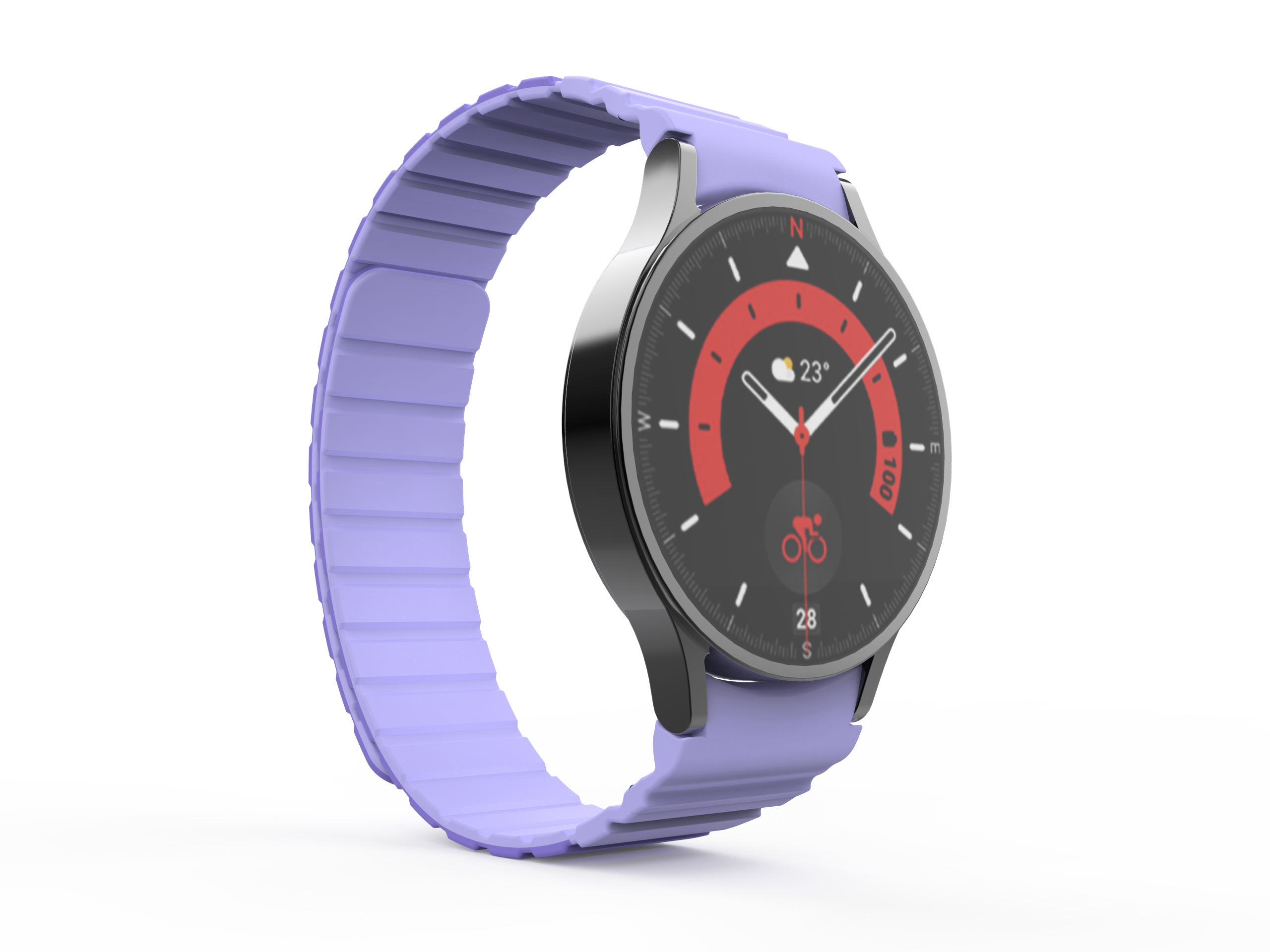 SYSTEM-S Armband 20 mm aus Silikon magnetisch für Samsung Galaxy Watch 5 4 in Lila
