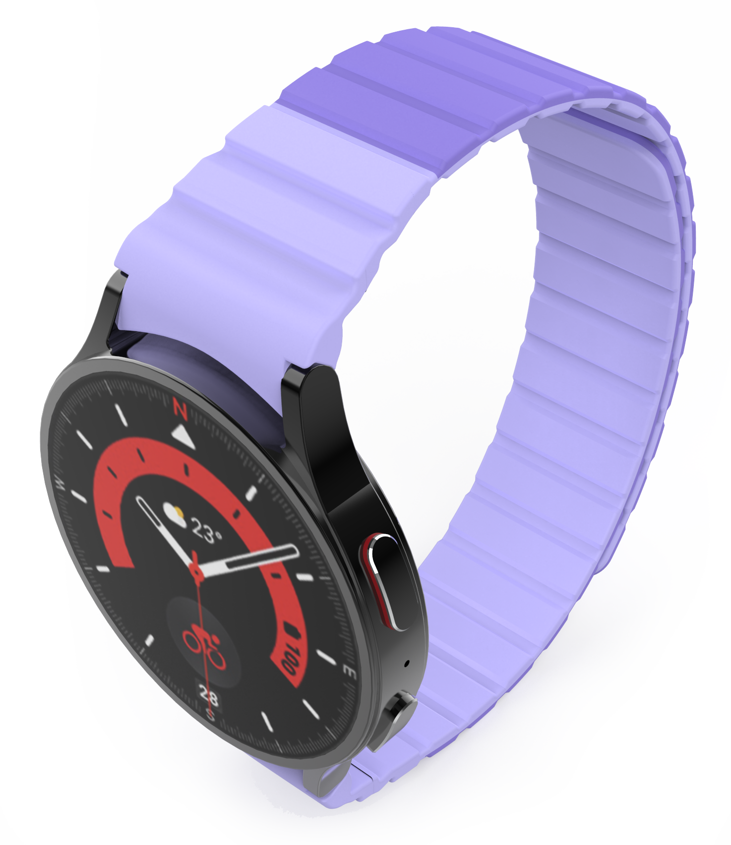 SYSTEM-S Armband 20 mm aus Silikon magnetisch für Samsung Galaxy Watch 5 4 in Lila