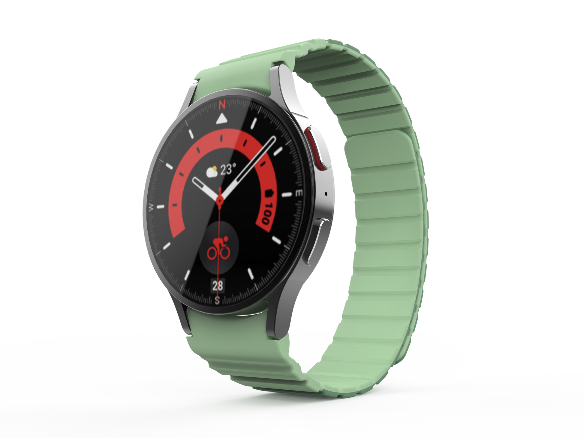 SYSTEM-S Armband 20 mm aus Silikon magnetisch für Samsung Galaxy Watch 5 4 in Grün
