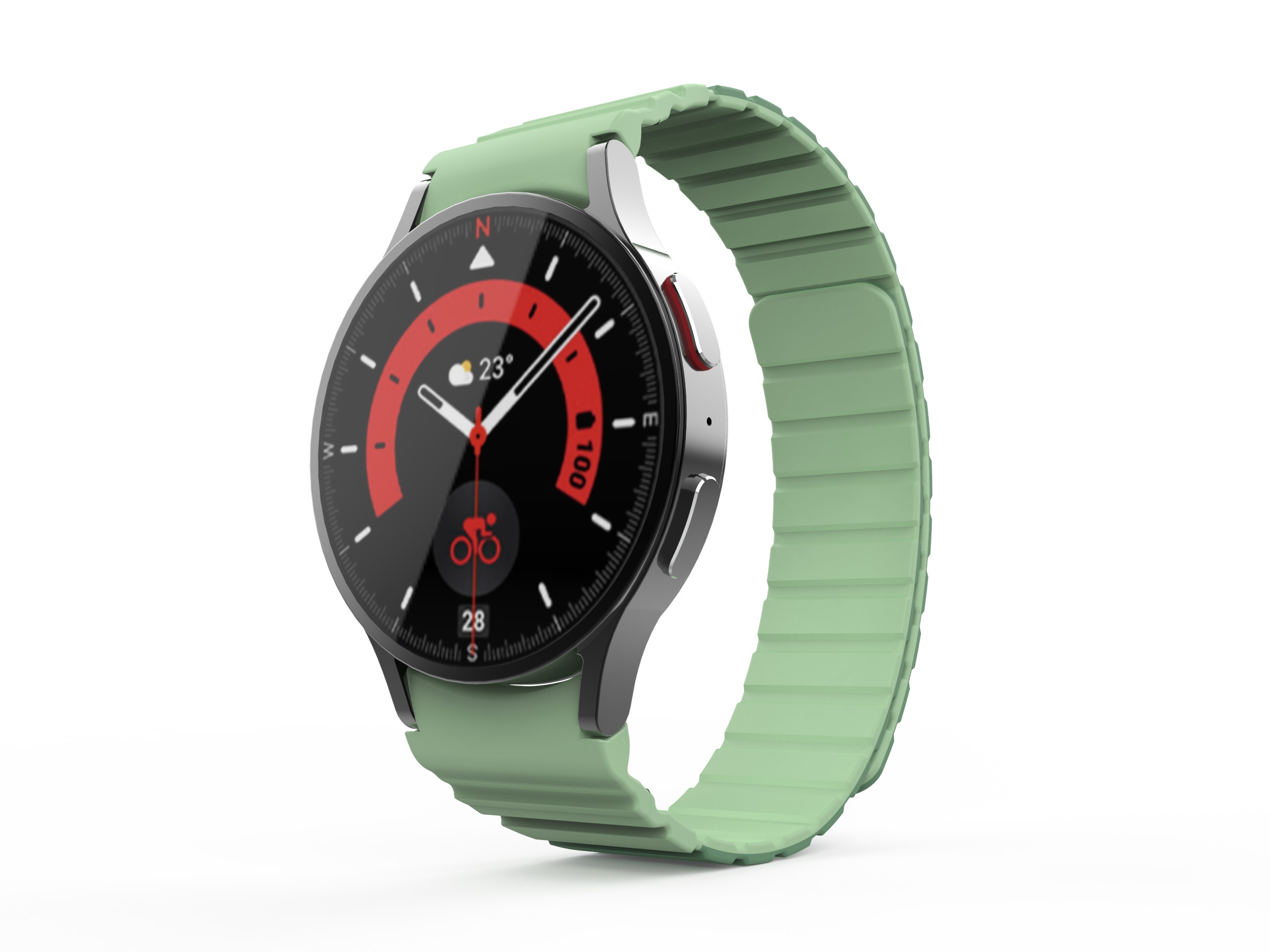 SYSTEM-S Armband 20 mm aus Silikon magnetisch für Samsung Galaxy Watch 5 4 in Grün