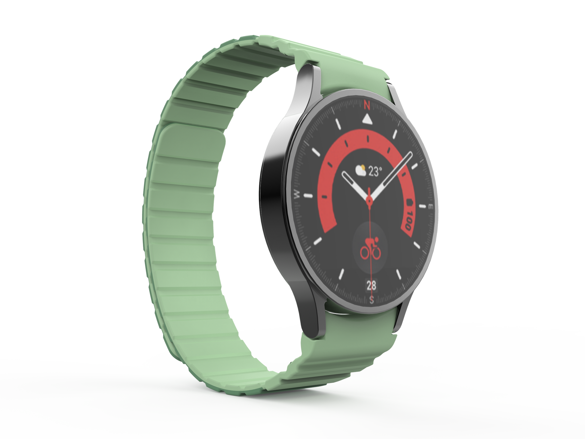 SYSTEM-S Armband 20 mm aus Silikon magnetisch für Samsung Galaxy Watch 5 4 in Grün