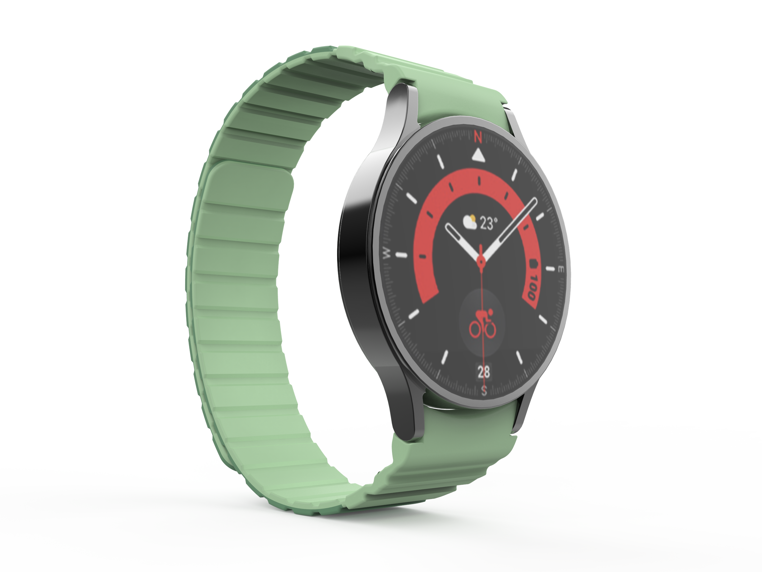 SYSTEM-S Armband 20 mm aus Silikon magnetisch für Samsung Galaxy Watch 5 4 in Grün