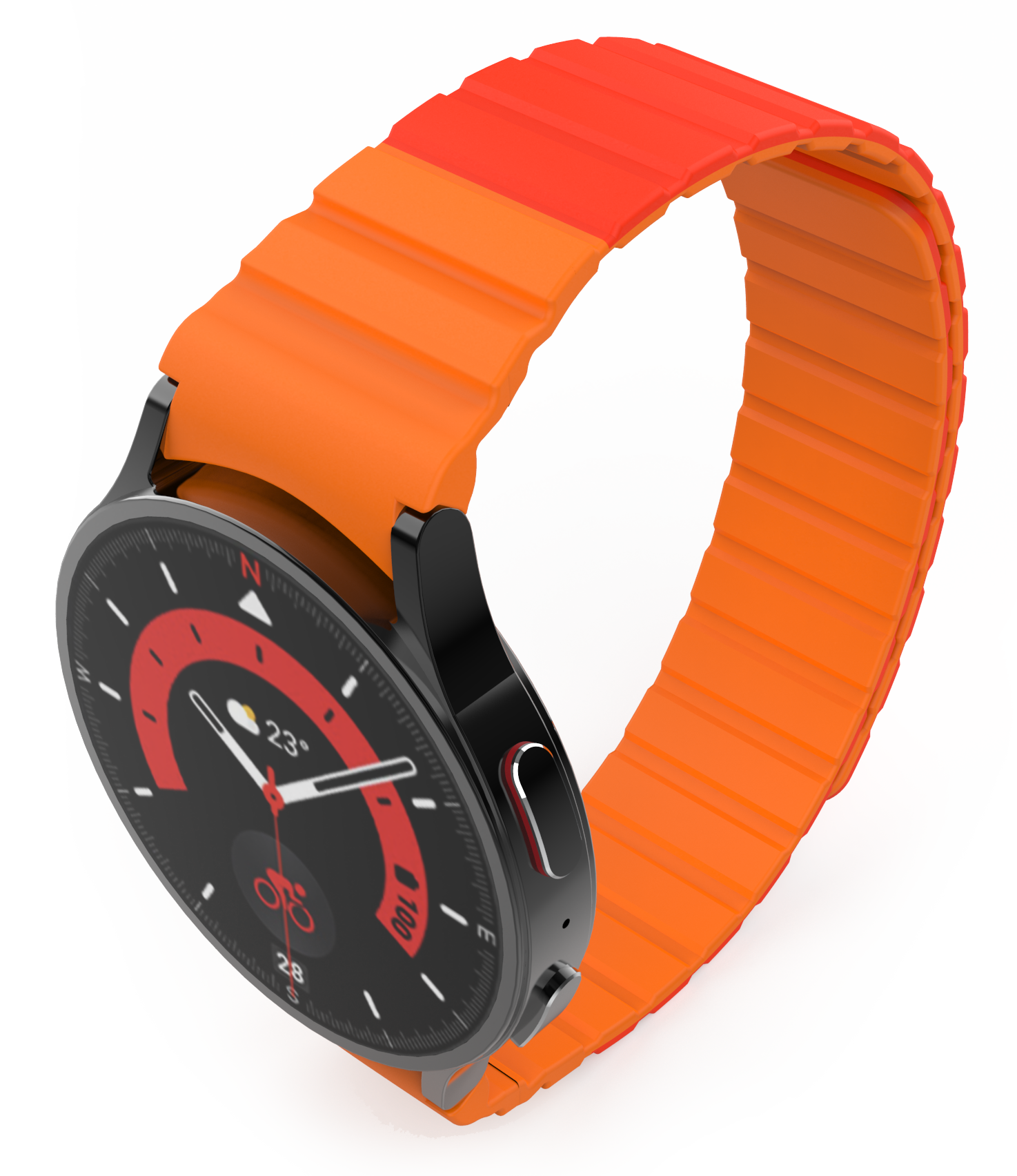 SYSTEM-S Armband 20 mm aus Silikon magnetisch für Samsung Galaxy Watch 5 4 in Rot