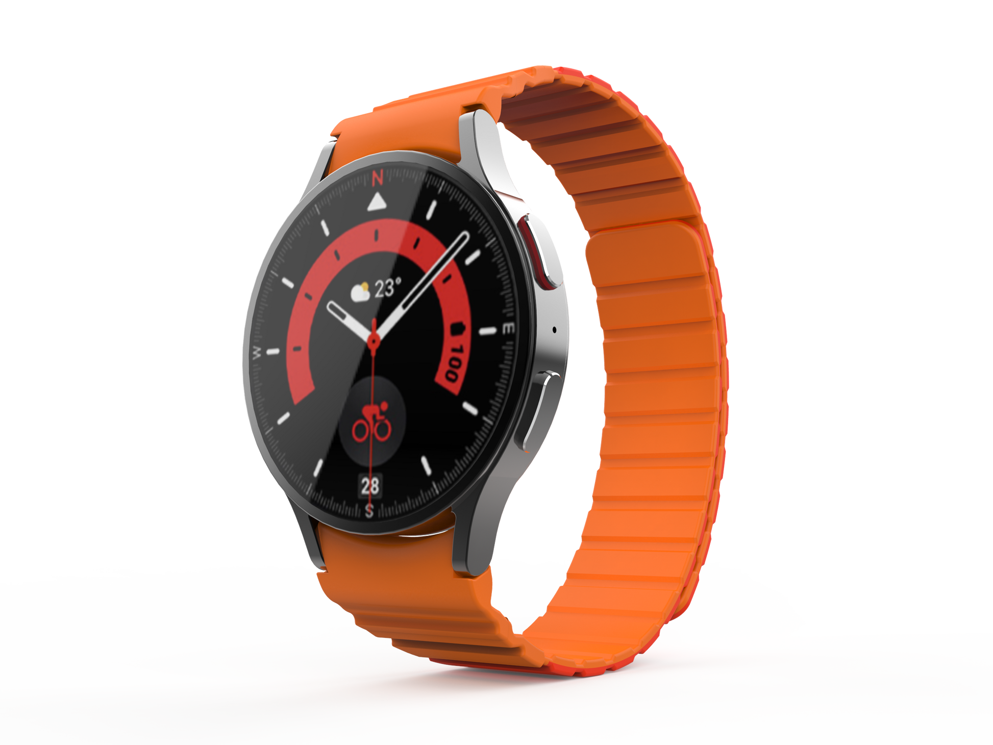 SYSTEM-S Armband 20 mm aus Silikon magnetisch für Samsung Galaxy Watch 5 4 in Rot