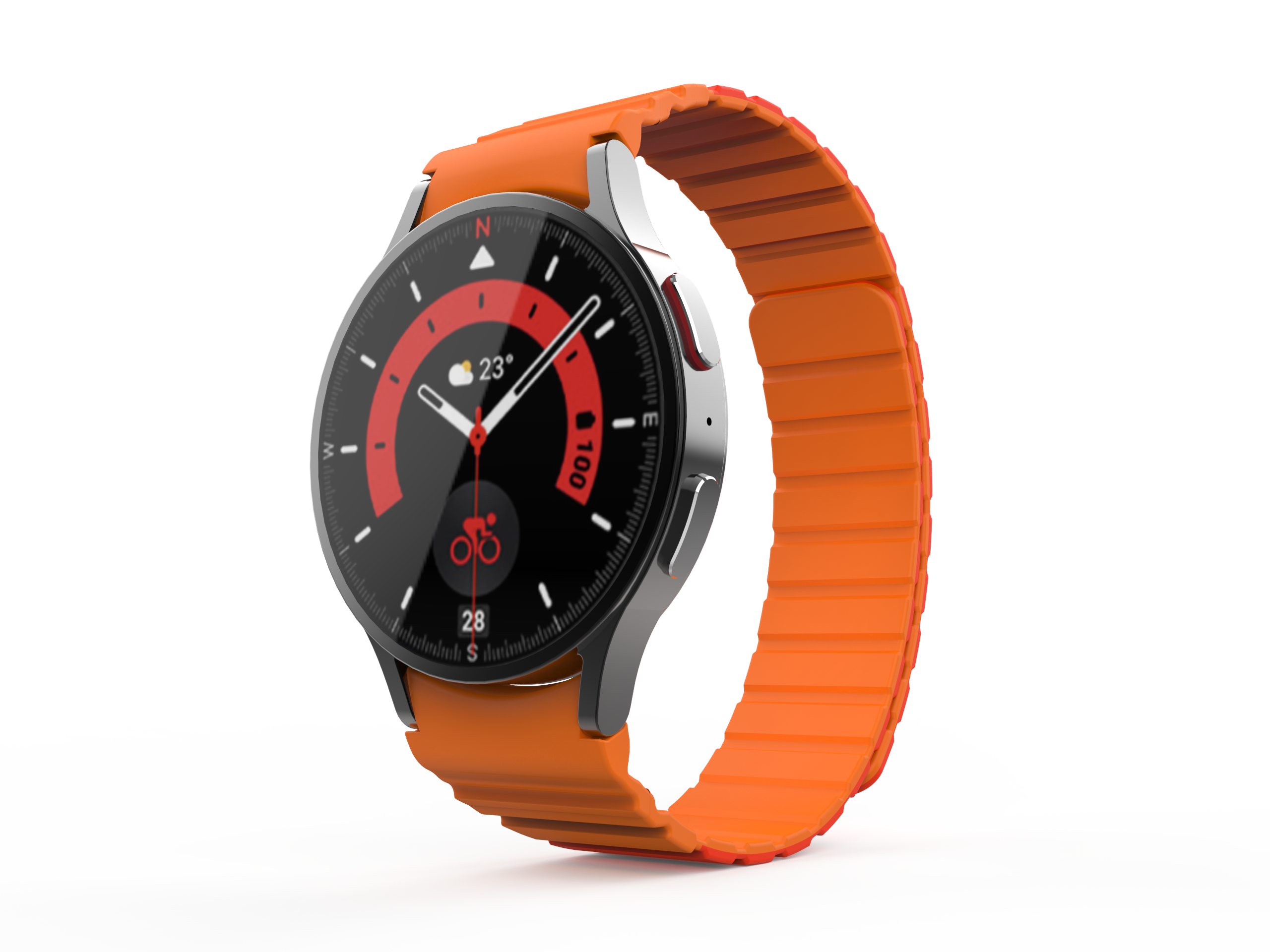 SYSTEM-S Armband 20 mm aus Silikon magnetisch für Samsung Galaxy Watch 5 4 in Rot