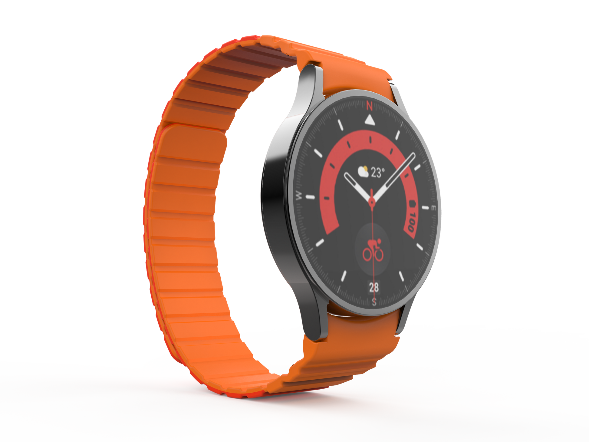 SYSTEM-S Armband 20 mm aus Silikon magnetisch für Samsung Galaxy Watch 5 4 in Rot