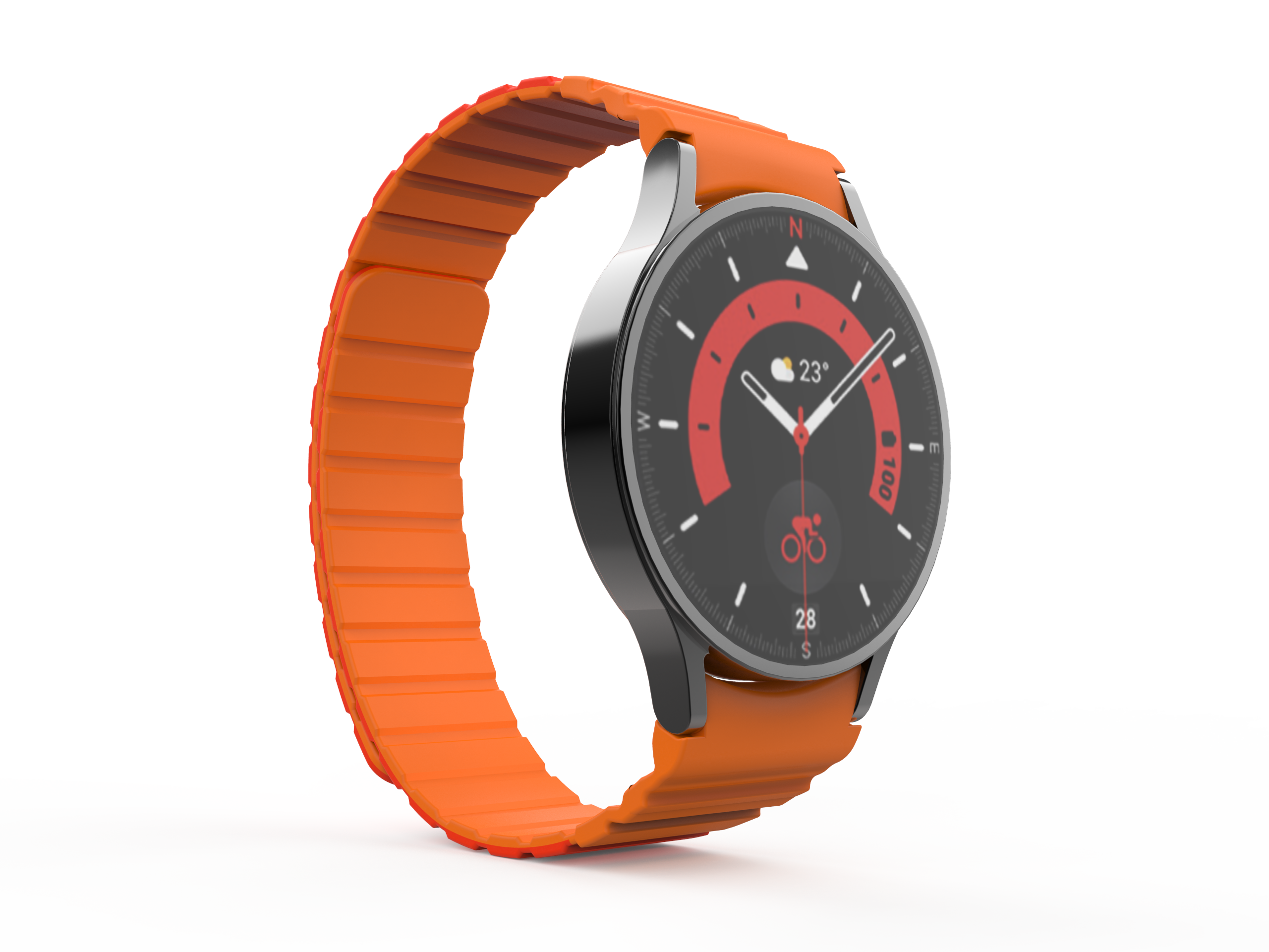 SYSTEM-S Armband 20 mm aus Silikon magnetisch für Samsung Galaxy Watch 5 4 in Rot