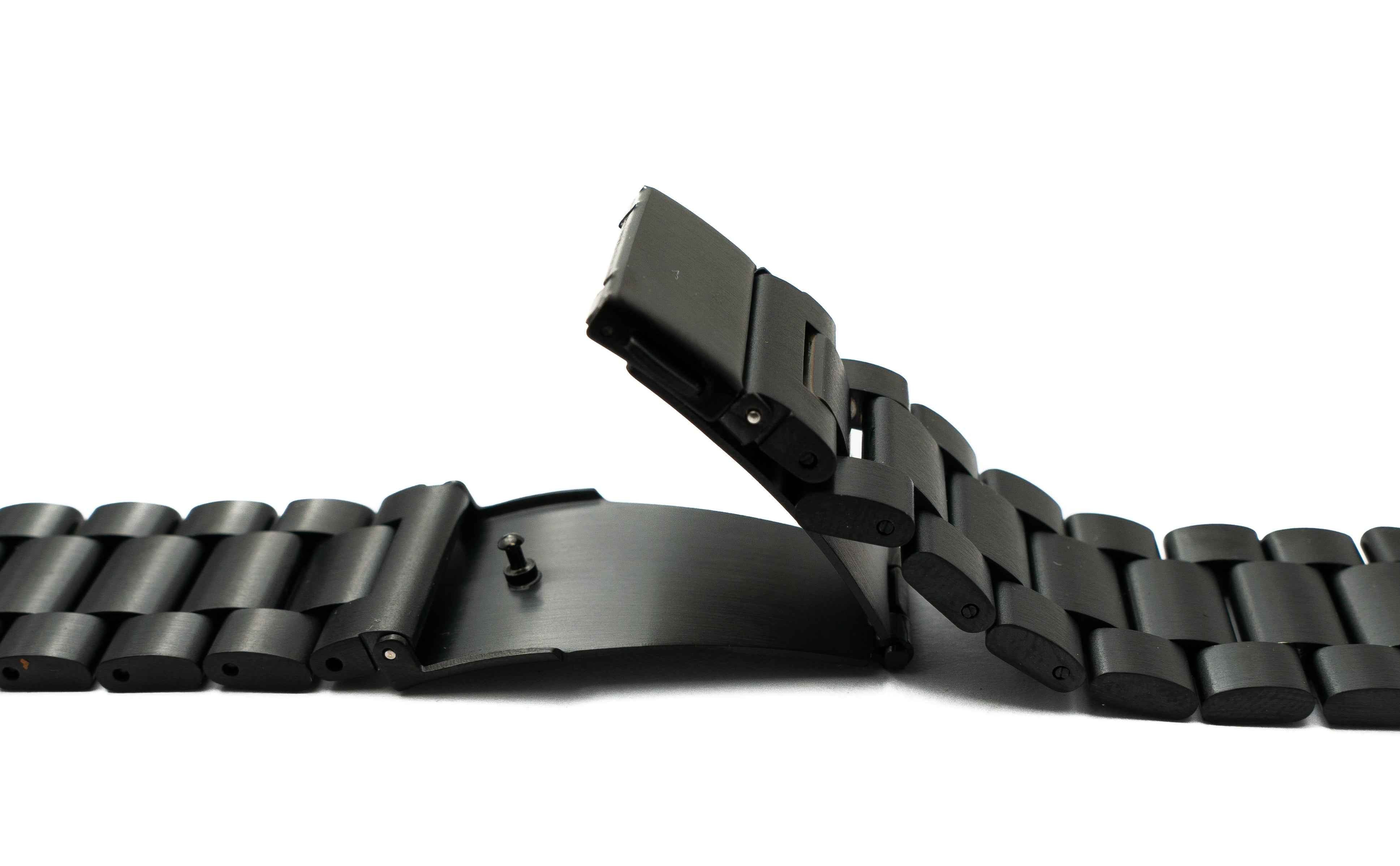 SYSTEM-S Armband 22 mm aus Aluminium mit Faltschließe für Galaxy Watch 6 Classic Schwarz