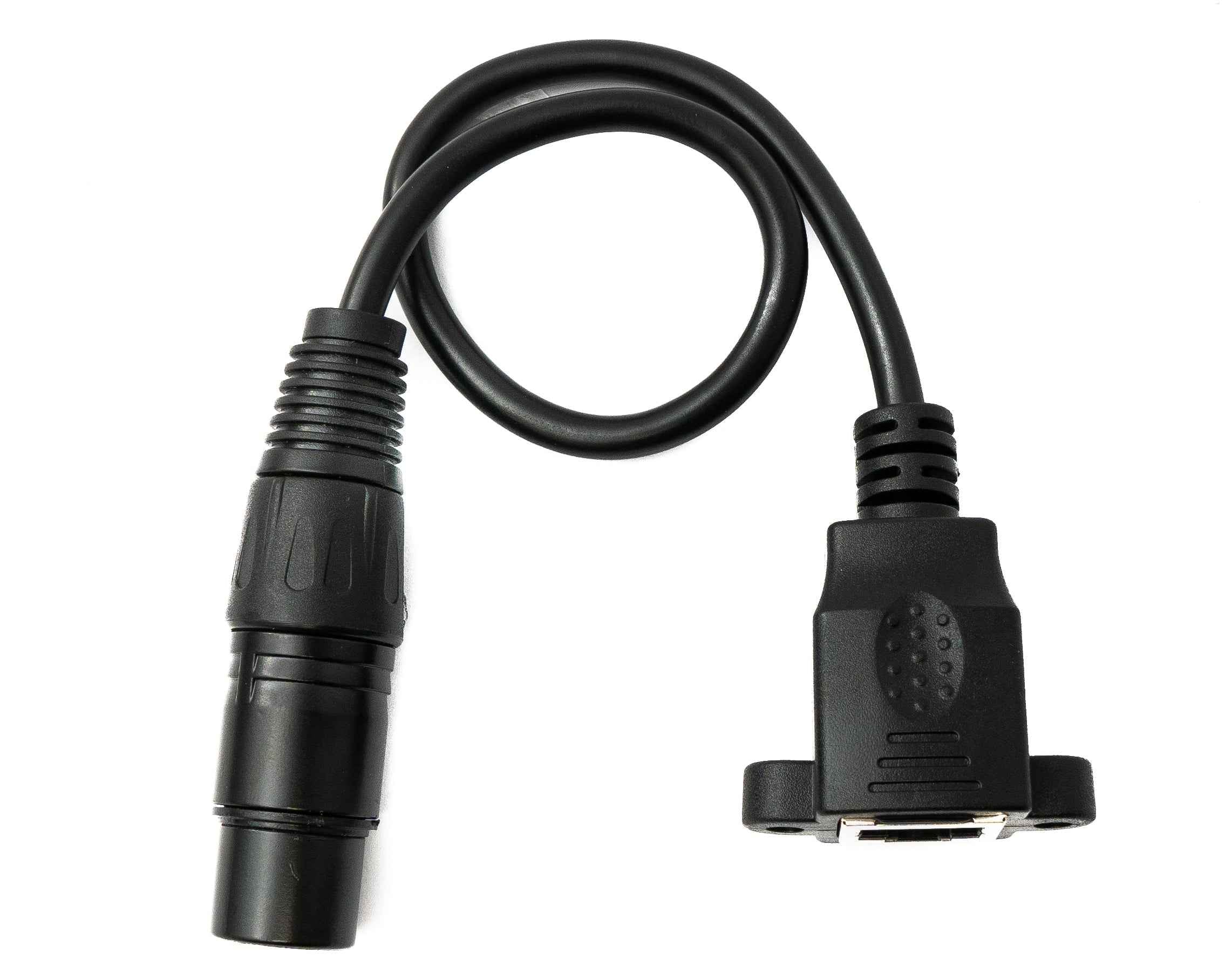 SYSTEM-S LAN Kabel 30 cm RJ45 Buchse zu XLR 3 Pin Buchse Schraube in Schwarz
