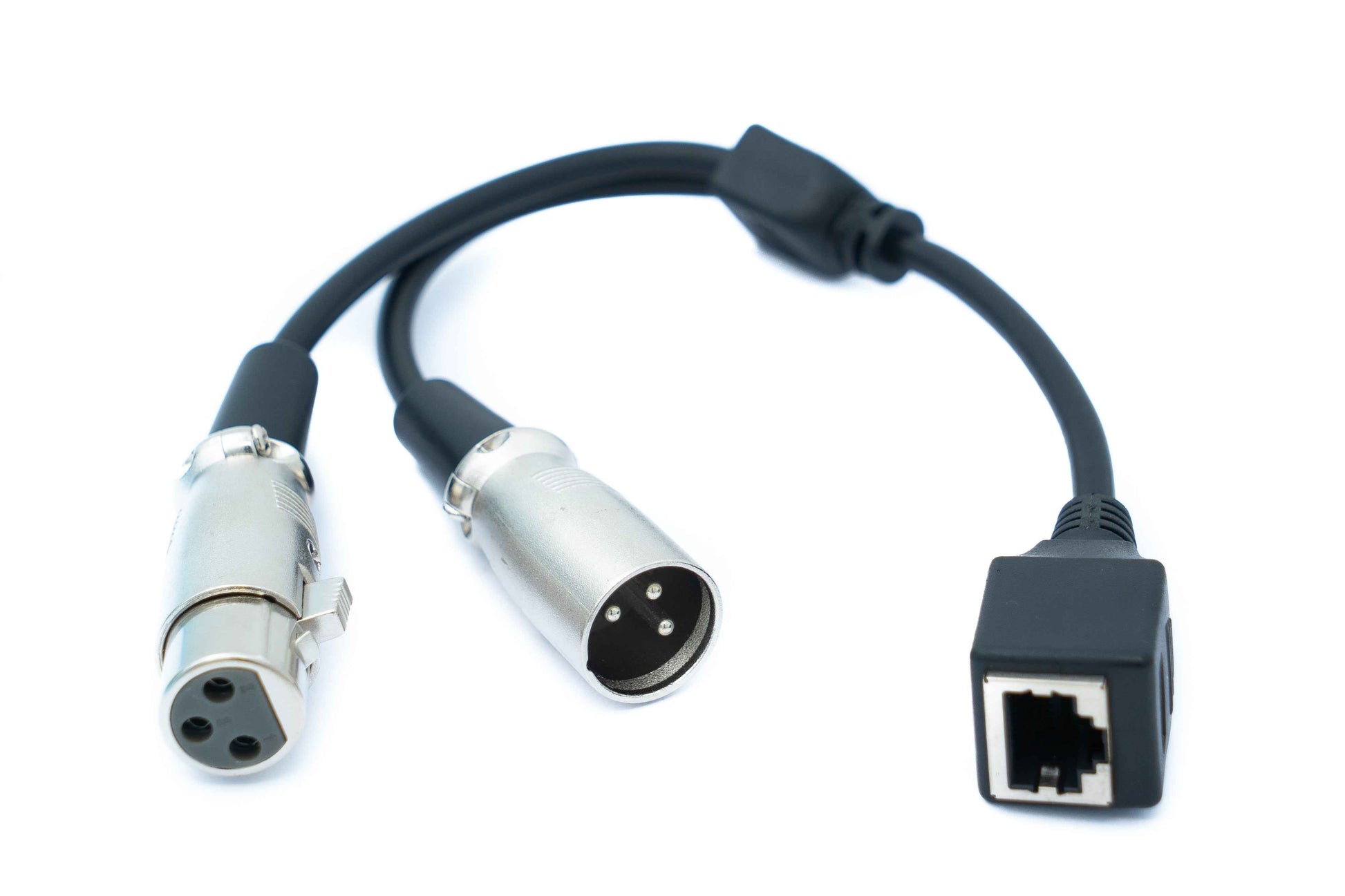 SYSTEM-S XLR Y Kabel 30 cm 2x 3 polig Buchse zu RJ45 Buchse in Schwarz