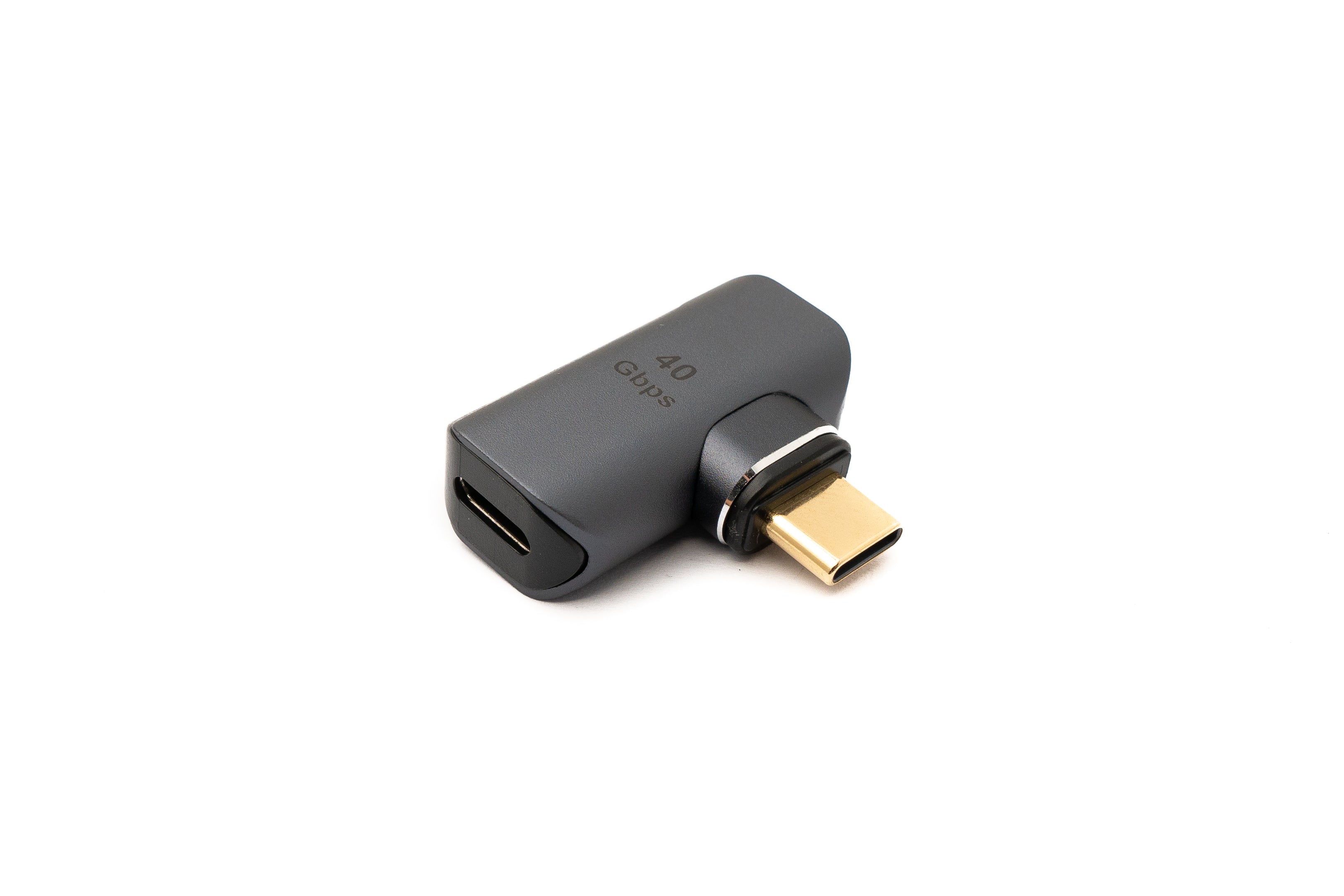 USB4 Adapter USB-C Stecker zu Buchse 40 Gbit/s 100 W gewinkelt grau | SYSTEM-S